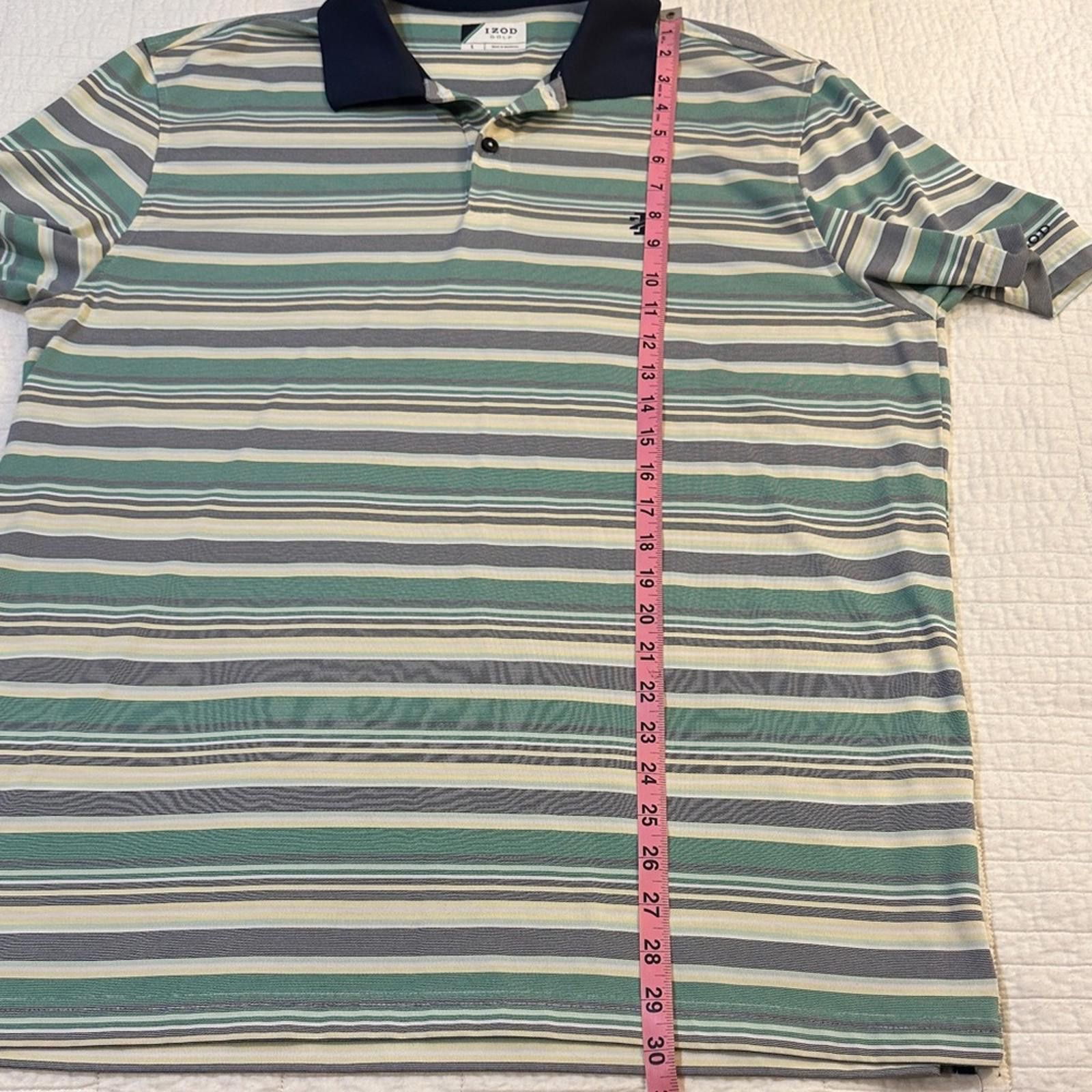 Izod Izod Golf Large Men’s Shirt EUC Fairway Green Stripe Size US L / EU 52-54 / 3 - 6 Thumbnail