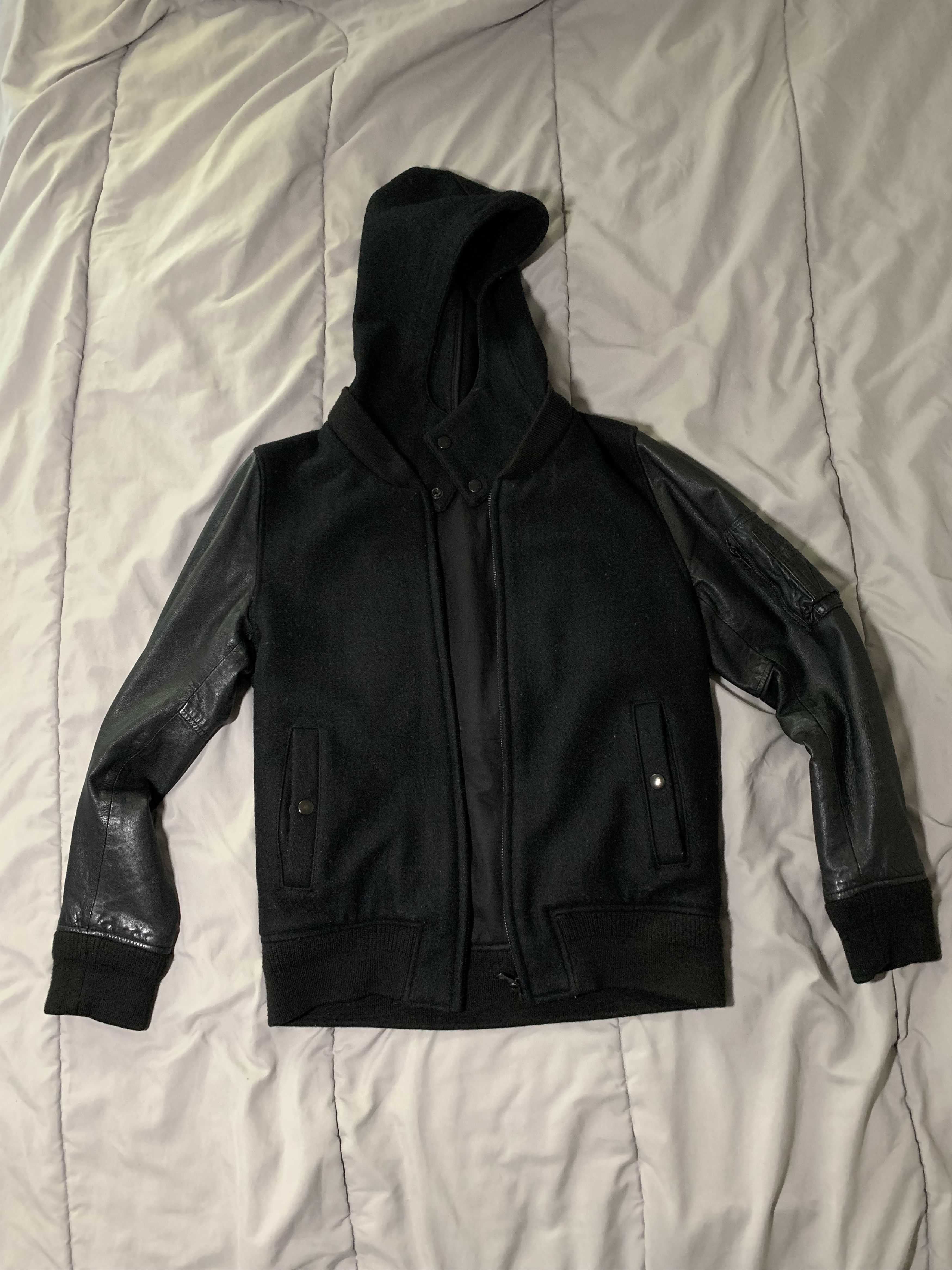 Japanese Brand Wool Hooded Bomber Jacket Size US M / EU 48-50 / 2 - 1 Thumbnail
