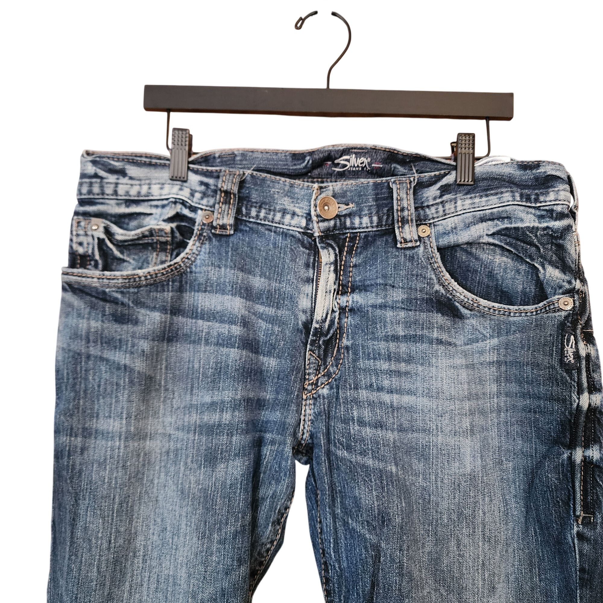 Silver Jeans Co. Silver Jeans Co Allan Mens W36/L32 Distressed Blue Denim Str Size US 36 / EU 52 - 3 Thumbnail