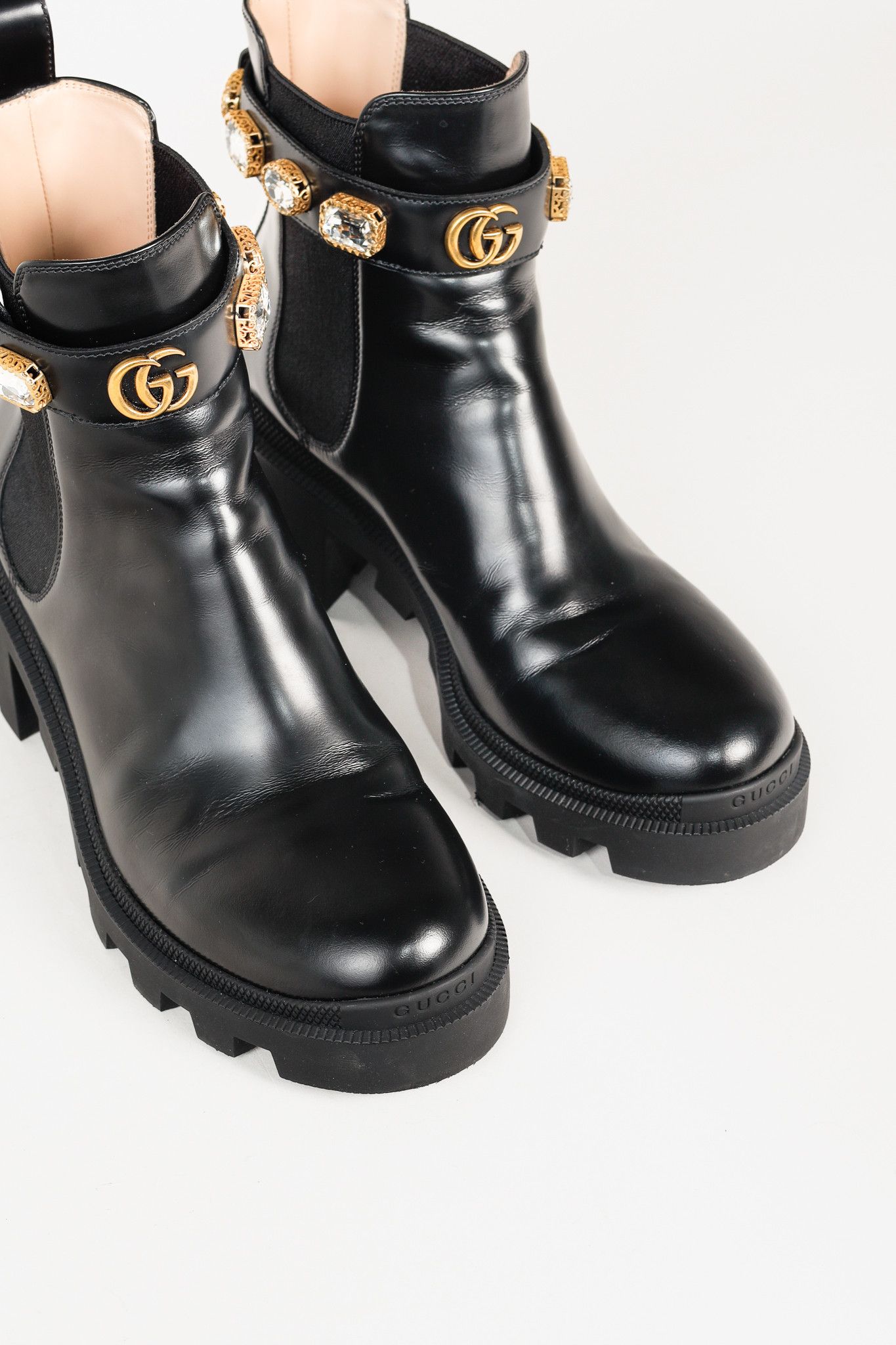 Gucci Gucci Trip Crystal-Embellished Block Heel Chelsea Boots Size US 8 / IT 38 - 6 Thumbnail