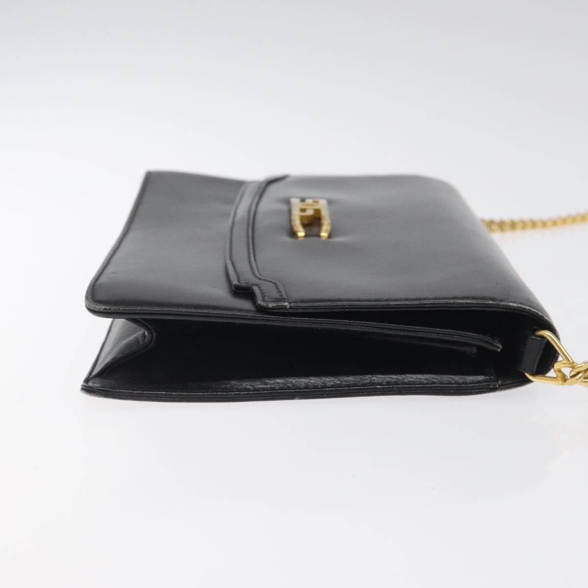 Gucci GUCCI Chain Shoulder Bag Leather Black Gold Size ONE SIZE - 4 Thumbnail