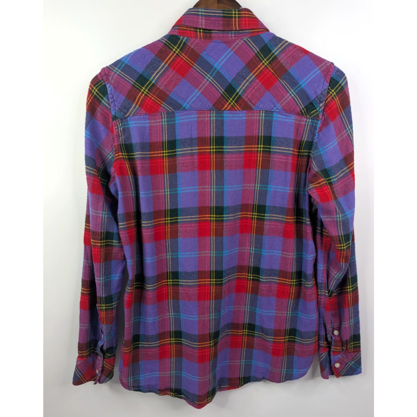Gap GAP Plaid Shirt Purple Flannel Button-Up Long Sleeve Size Medium Women Casual, Travel Basic Lightweight Cotton Blend Autumn Spring Winter Size M / US 6-8 / IT 42-44 - 4 Thumbnail