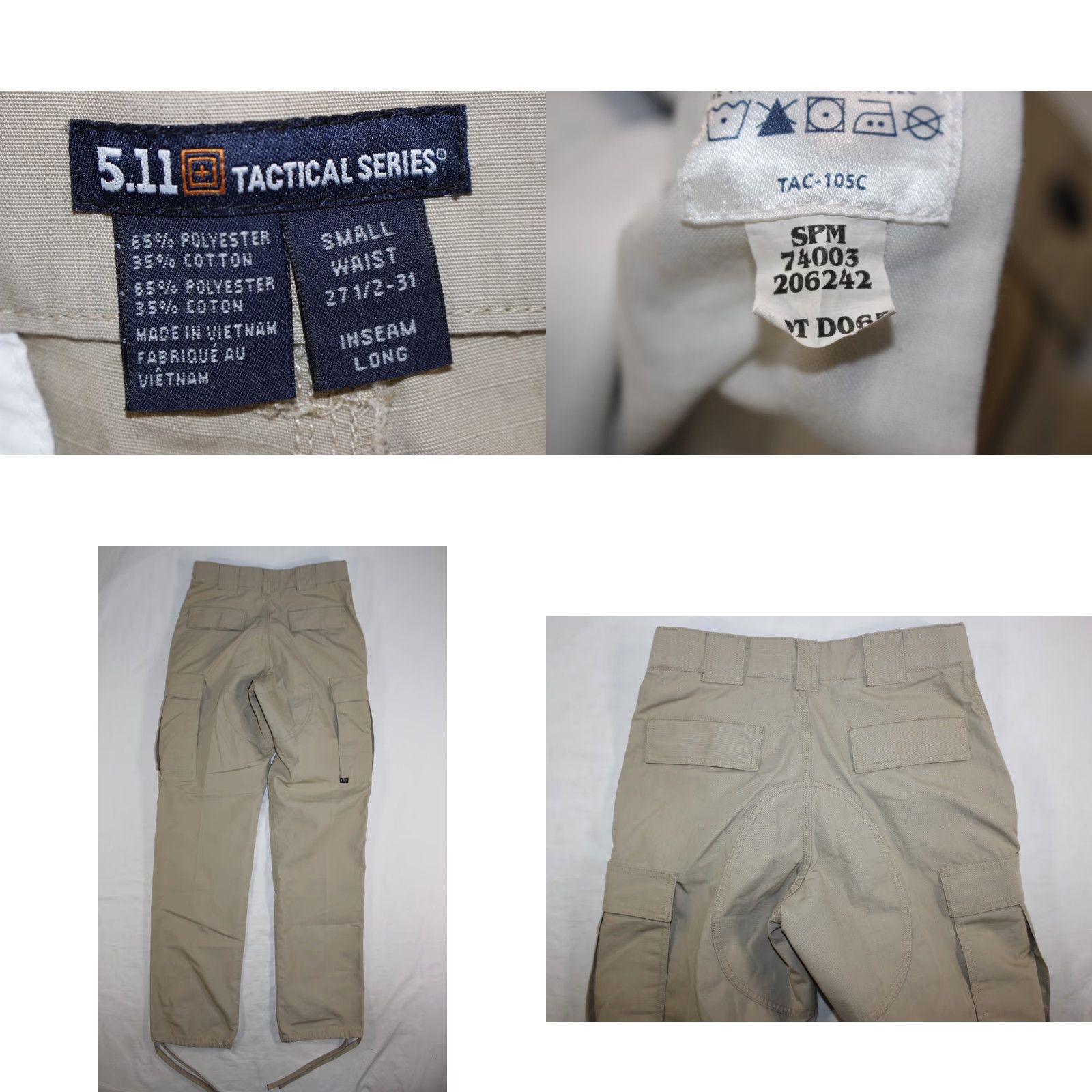 Vintage 5.11 Tactical Pants Men's S Long Lightweight TDU Ripstop Cargo Beige Size US 29 - 8 Thumbnail