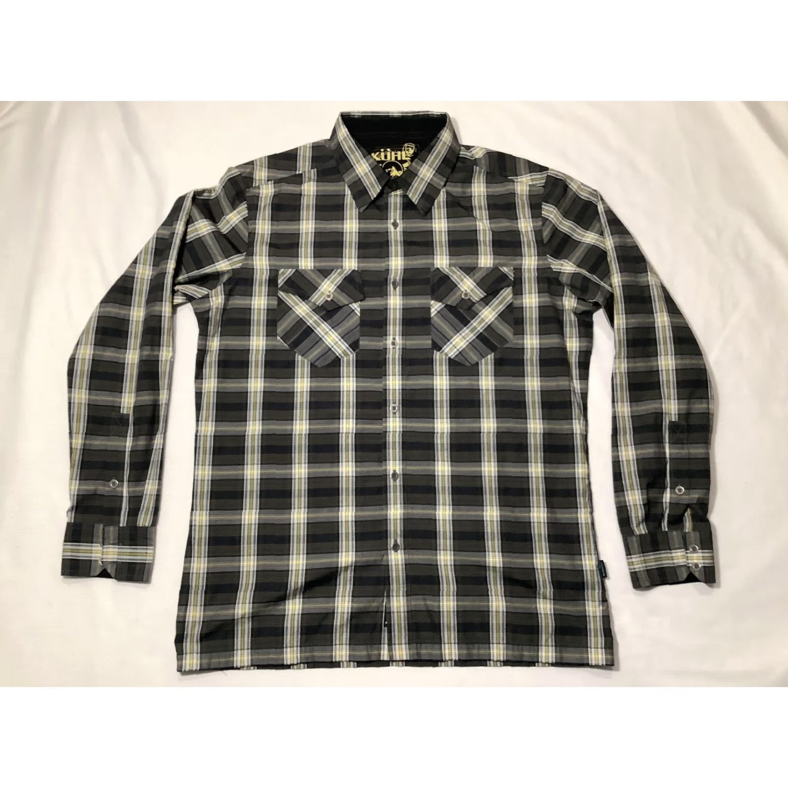 Vintage KÜHL Shirt Mens Medium Gray Black Plaid Long Sleeve Button Up Western Outdoor Size US M / EU 48-50 / 2 - 2 Thumbnail