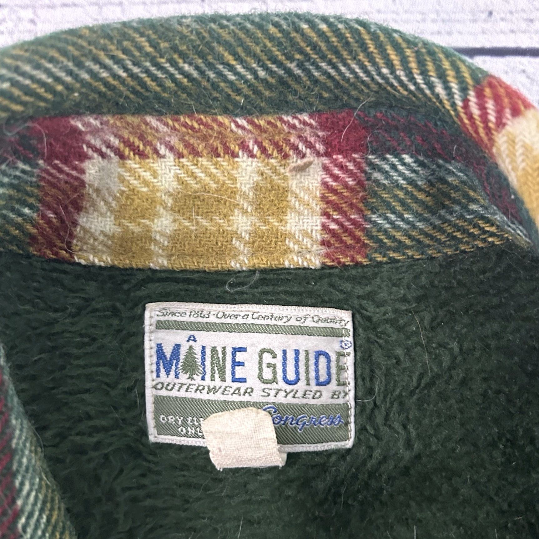 Vintage VINTAGE Maine Guide Fleece Lined Wool Snap Button Shirt Jacket Men's Large Green Size US L / EU 52-54 / 3 - 3 Thumbnail