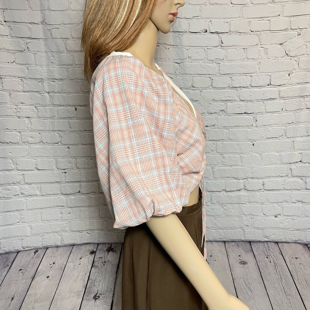 Other NWT New dRA Plaid Puff Sleeve Crop Top Size L Size L / US 10 / IT 46 - 5 Thumbnail