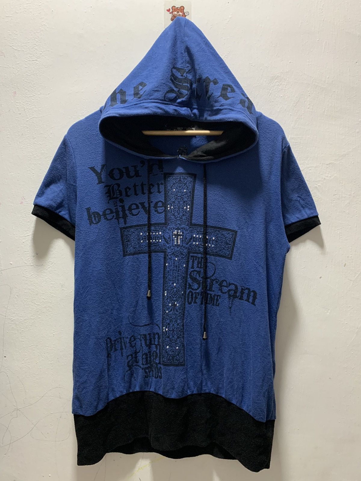 If Six Was Nine Y2k Dig Deep poem Cross skull Punk style hood Tee Size US M / EU 48-50 / 2 - 2 Thumbnail