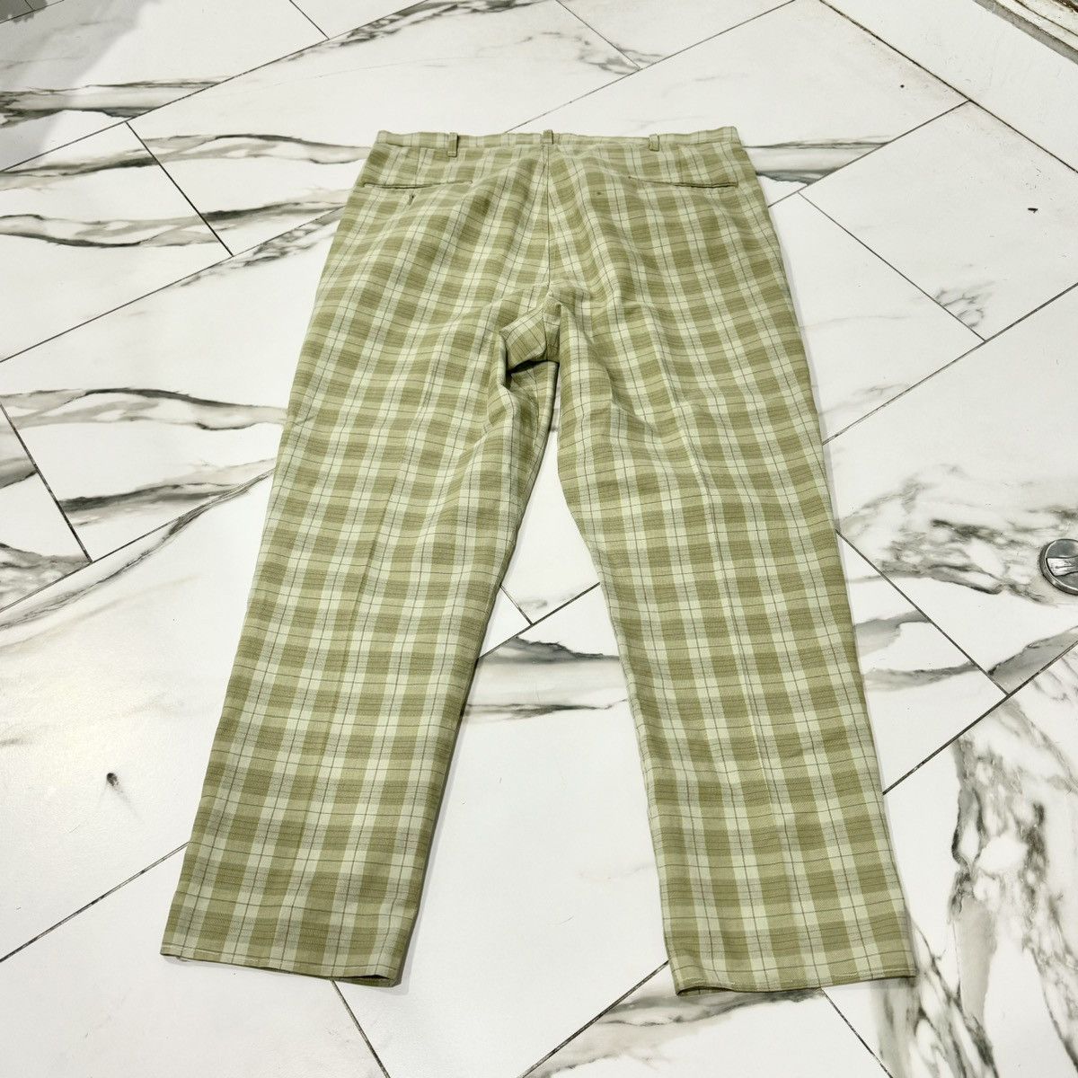 Vintage VINTAGE 70s LIGHT GREEN PLAID PANTS! Size US 34 / EU 50 - 6 Thumbnail