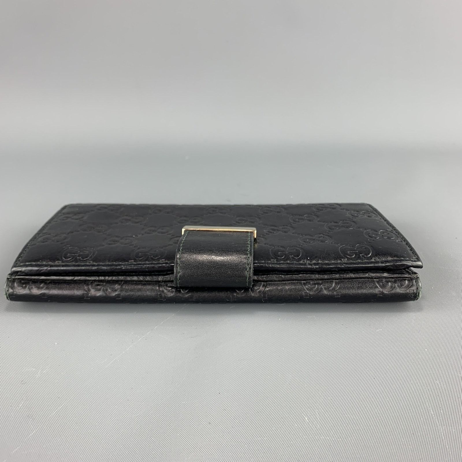 Gucci GUCCI Monogram Embossed Black Leather Checkbook Wallet Size ONE SIZE - 3 Thumbnail