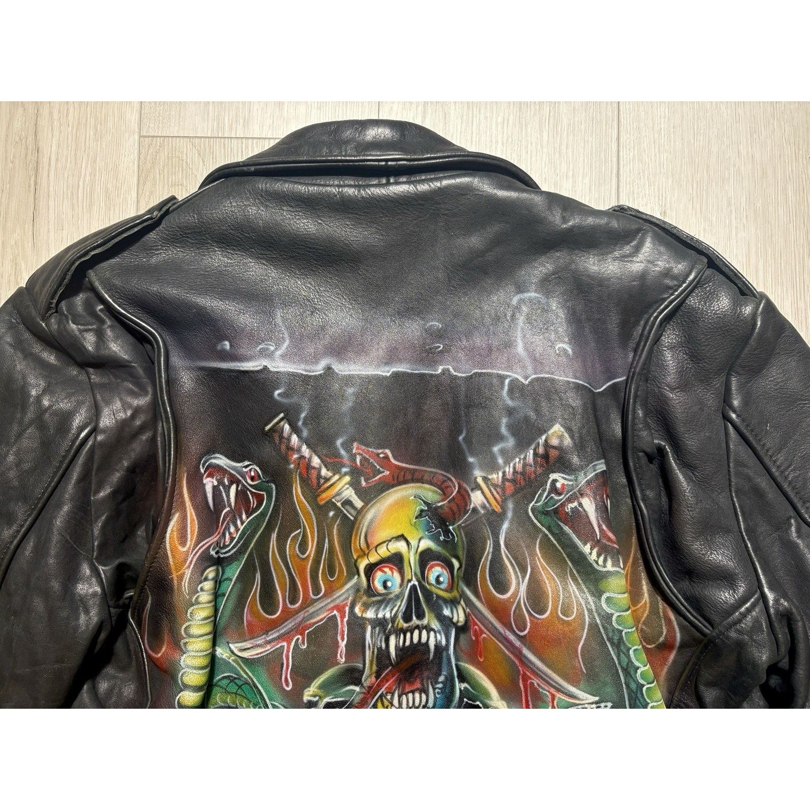 Leather VTG Leather Biker Jacket Airbrushed Harley Davidson Art L Size US L / EU 52-54 / 3 - 15 Thumbnail