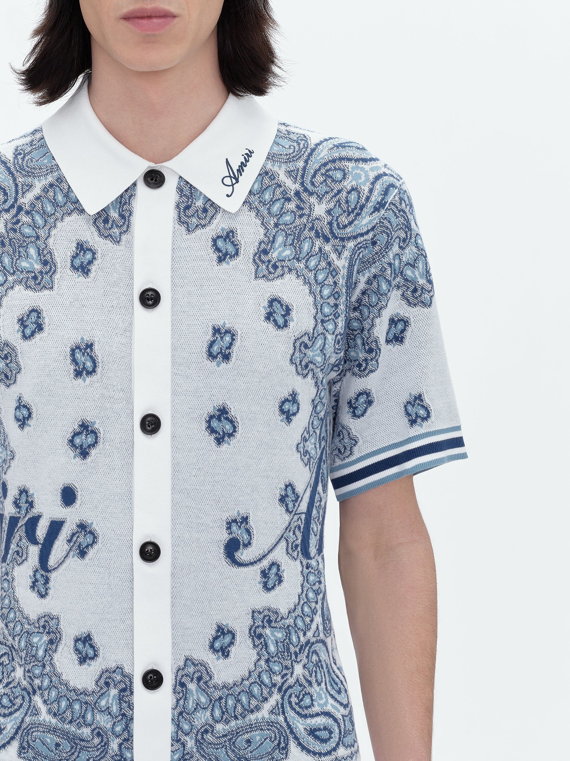 Amiri oc11z0625 Bandana Polo Shirt in Blue/White Size US XL / EU 56 / 4 - 5 Thumbnail