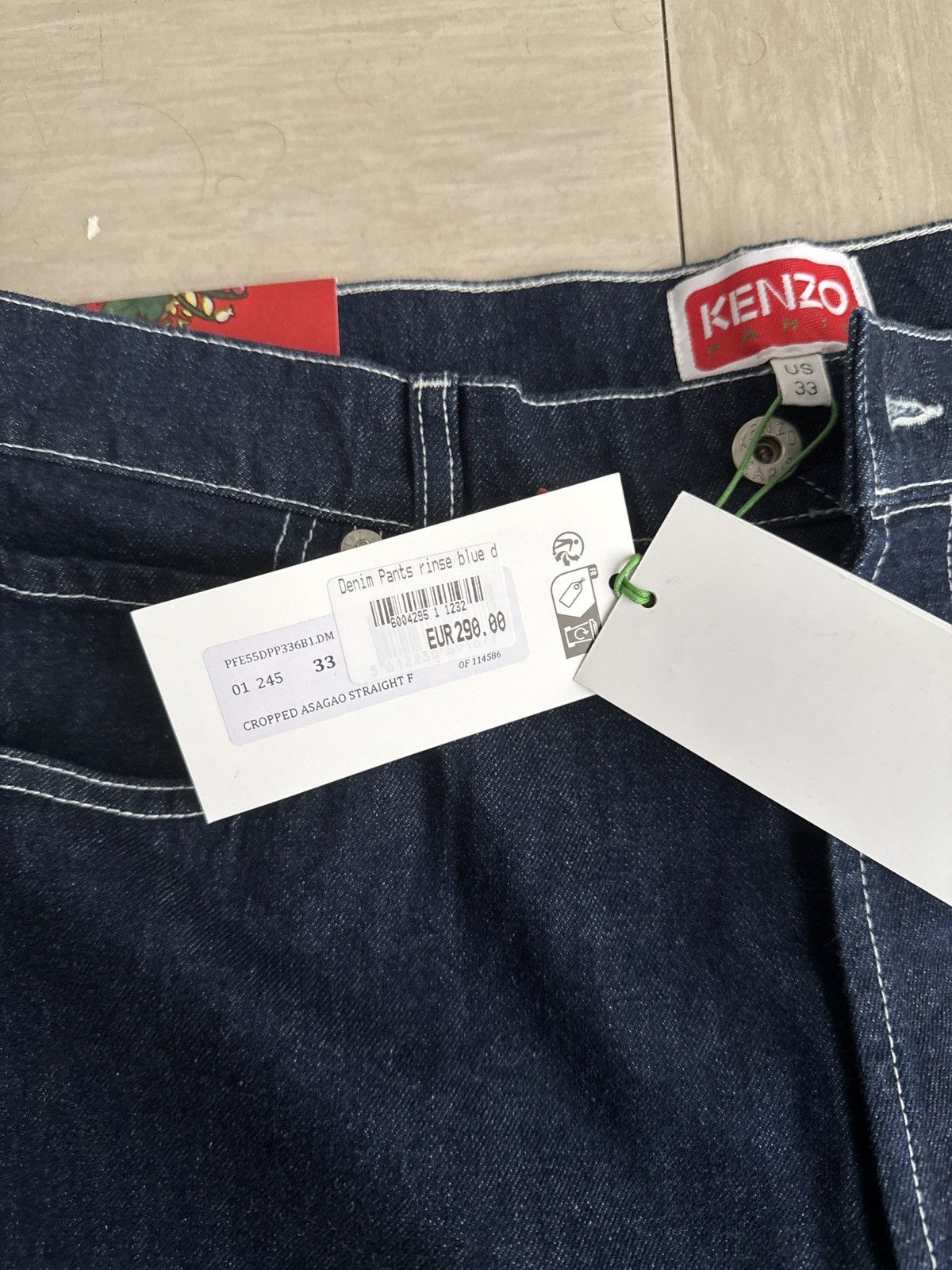 Kenzo Kenzo Denim Dark blue white stitches jeans Size US 33 - 4 Thumbnail