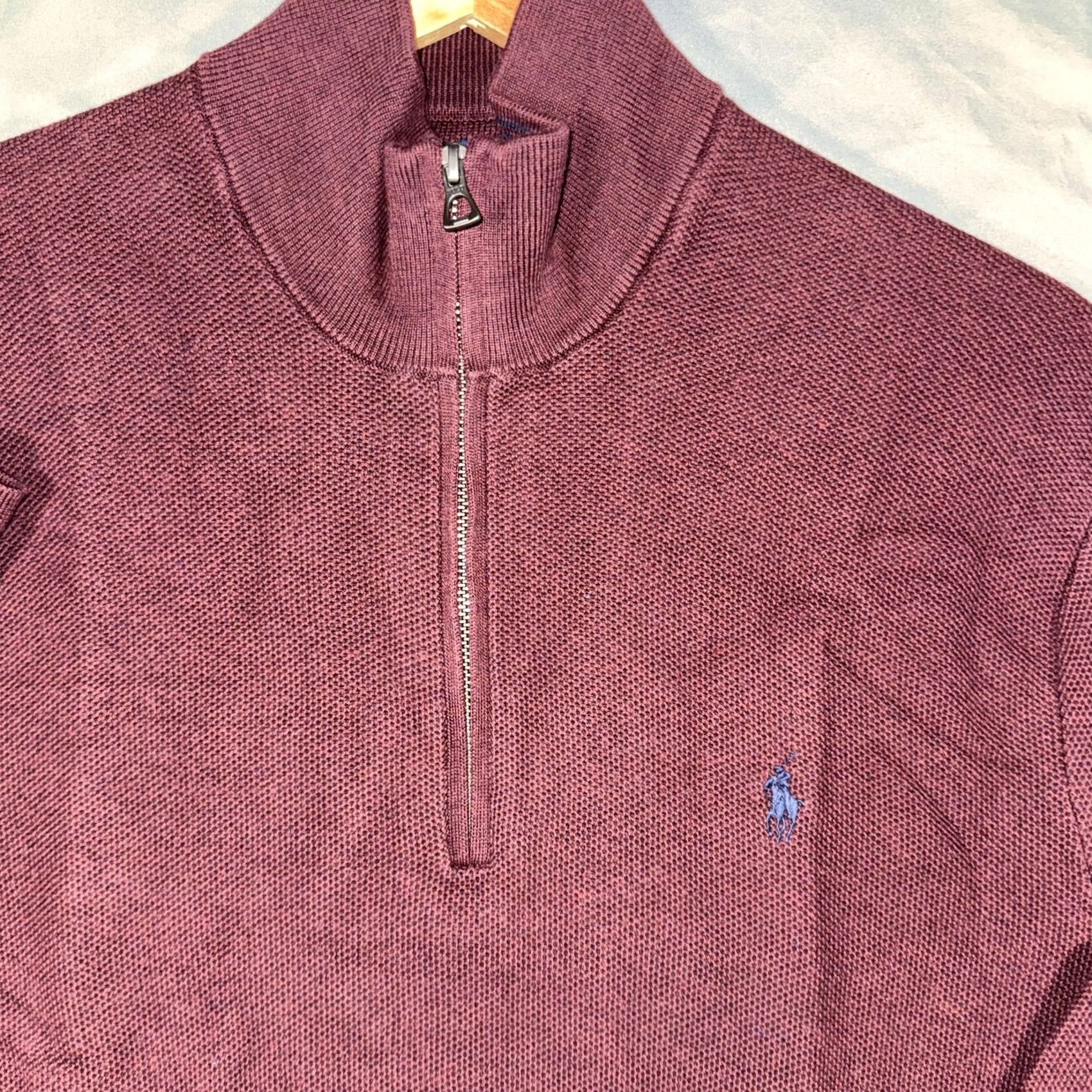 Polo Ralph Lauren Polo Ralph Lauren Sweater Mens XL Red Quarter Zip Mock Neck Knit Cotton Pullover Regular Fit Varsity Pony Logo 1/4 Zip Size US XL / EU 56 / 4 - 5 Thumbnail