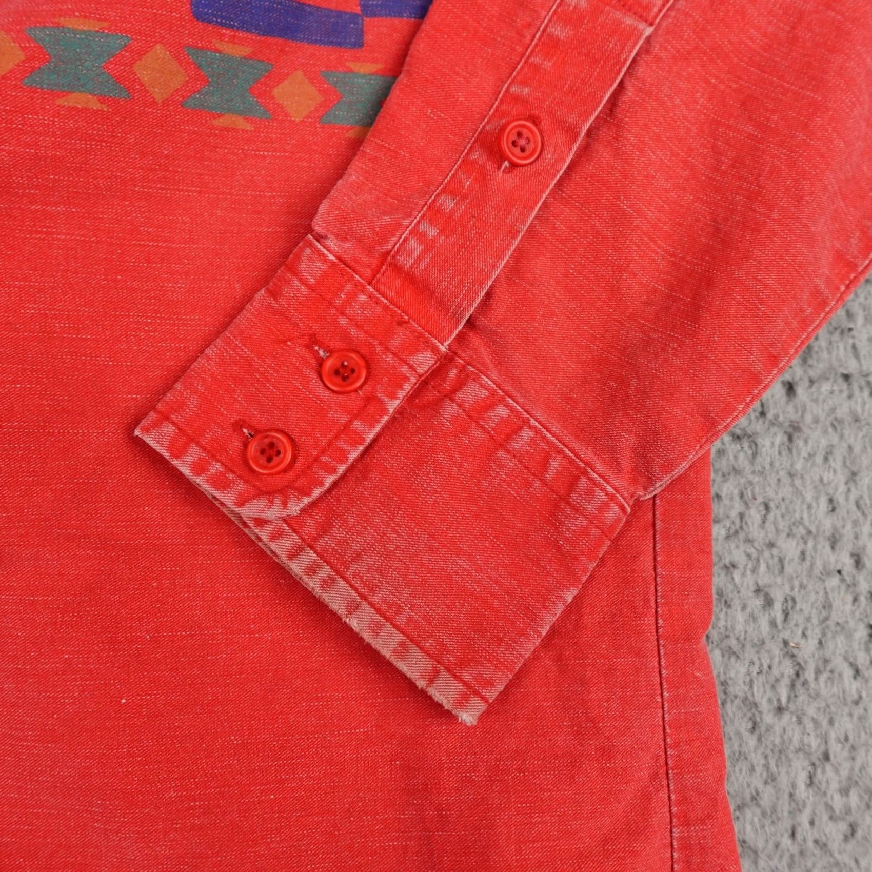 Wrangler VINTAGE Wrangler Shirt Mens XL Red Aztec Brushpopper Cowboy Western 90s Size US XL / EU 56 / 4 - 7 Thumbnail