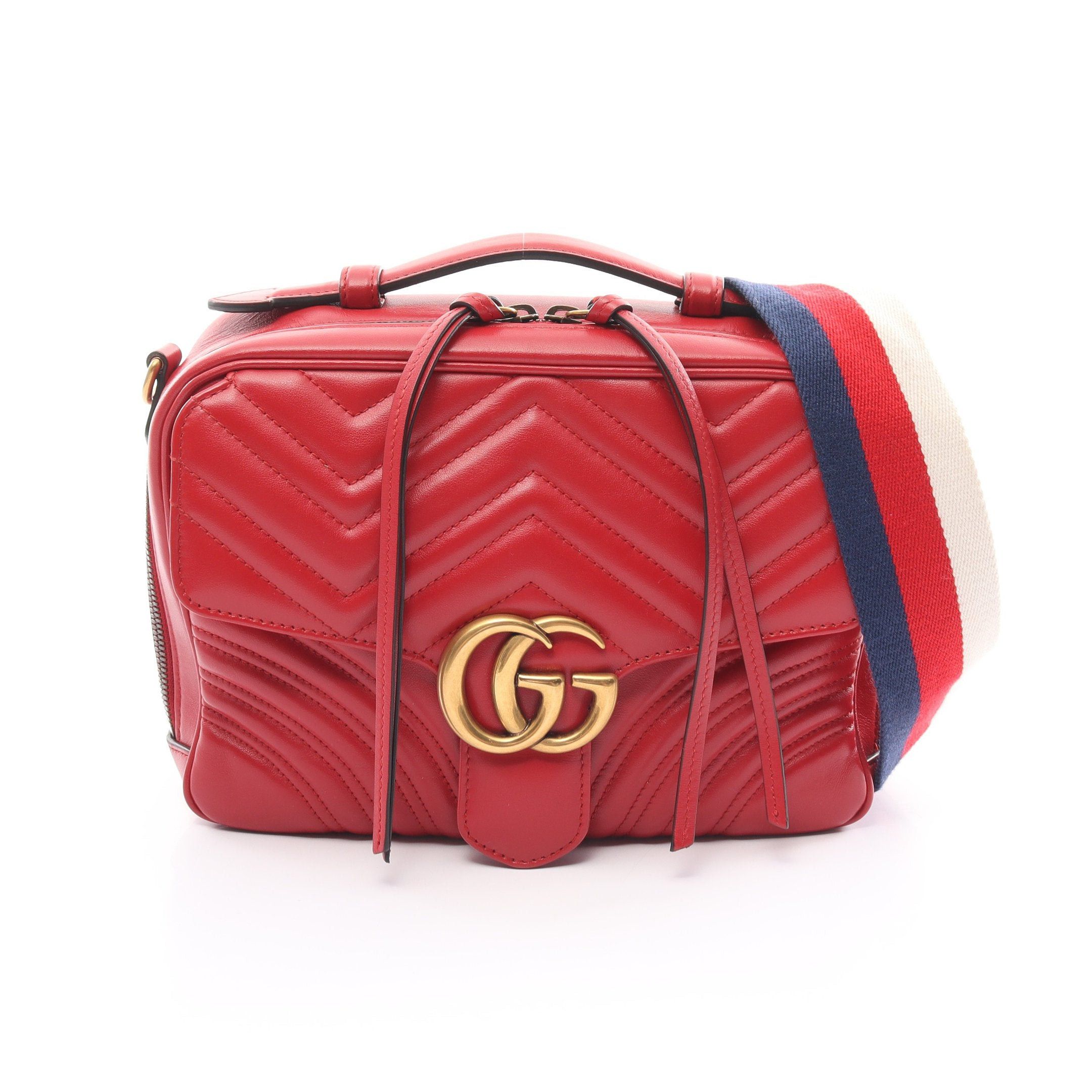 Gucci Gucci Gg Marmont Top Handle Bag Handbag Leather Red Size ONE SIZE - 1 Thumbnail