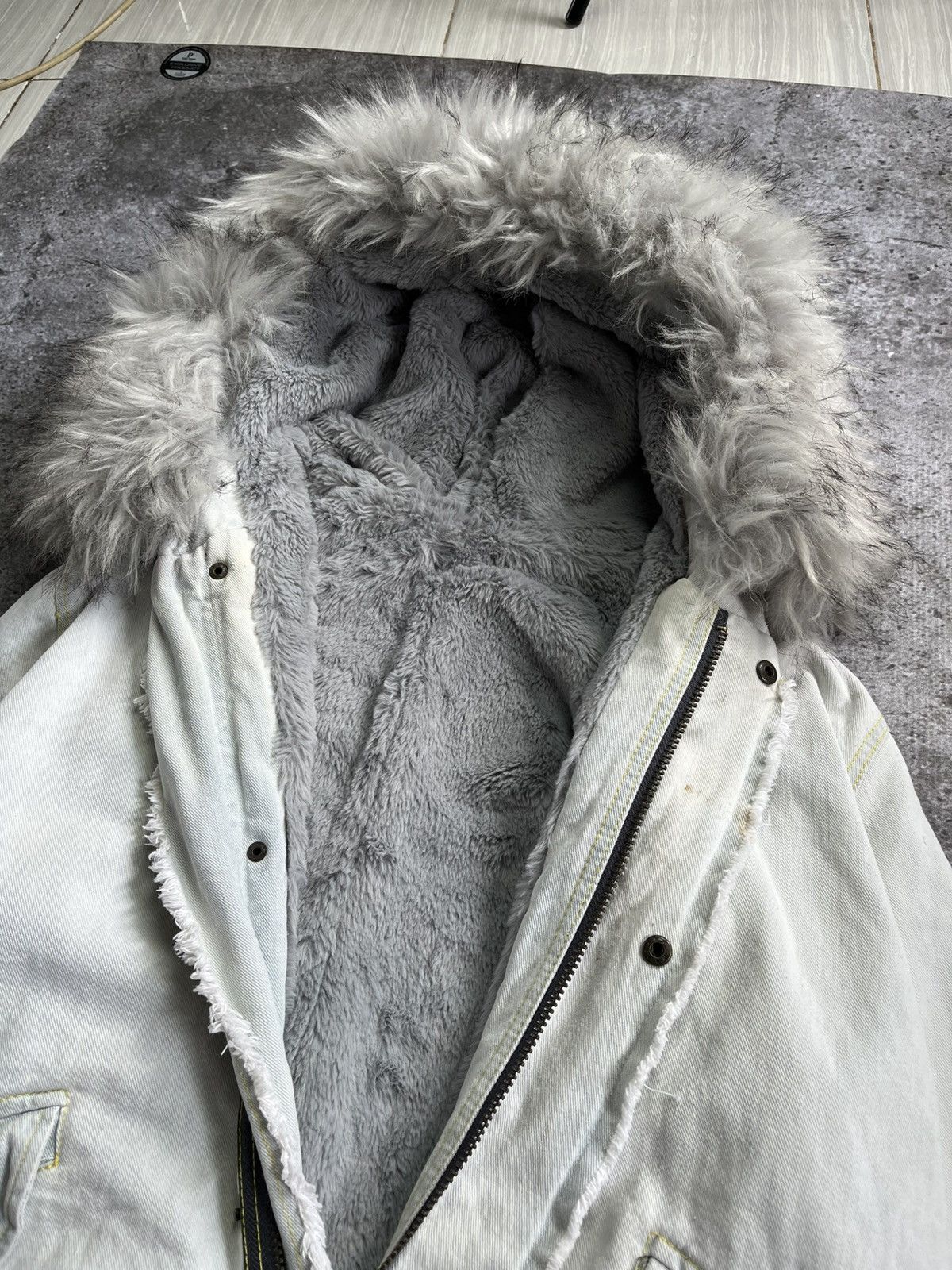 MR & MRS ITALY Vtg Mr & Mrs Italy - Fur Hoodie Denim Jacket Size US L / EU 52-54 / 3 - 6 Thumbnail