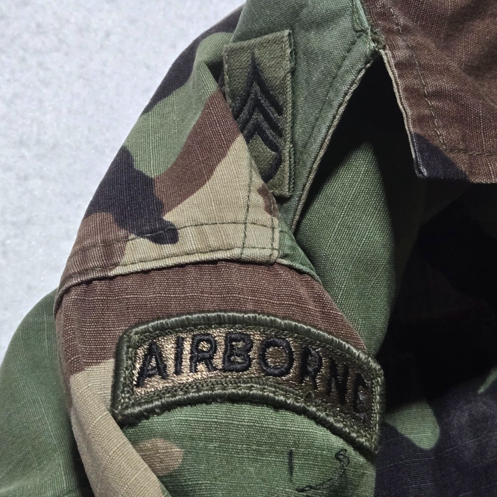 Vintage Military US Army Airborne Hunting Camo Combat Tactical Shirt Field Jacket Men's L Large Size US L / EU 52-54 / 3 - 5 Thumbnail