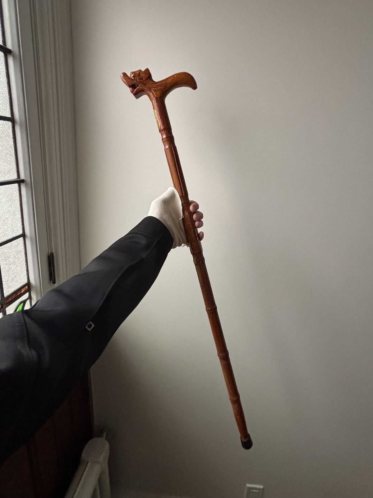 The Great China Wall × Vintage Foo Dragon Chinese Cane Vintage Walking Stick Bamboo Pike Size ONE SIZE - 1 Thumbnail