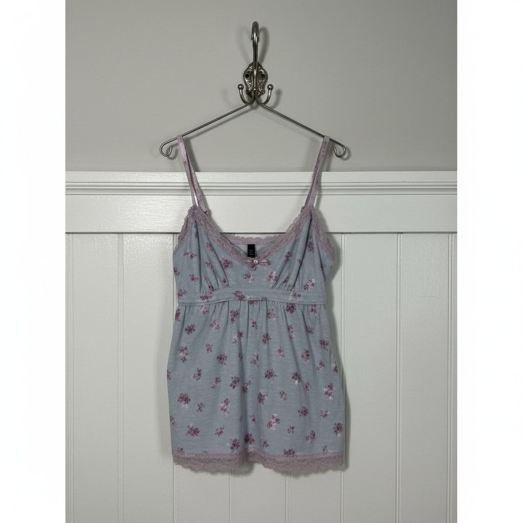 Laura Ashley Vintage Y2K Laura Ashley Gingham Floral Lace Trim Cami Size M / US 6-8 / IT 42-44 - 1 Thumbnail