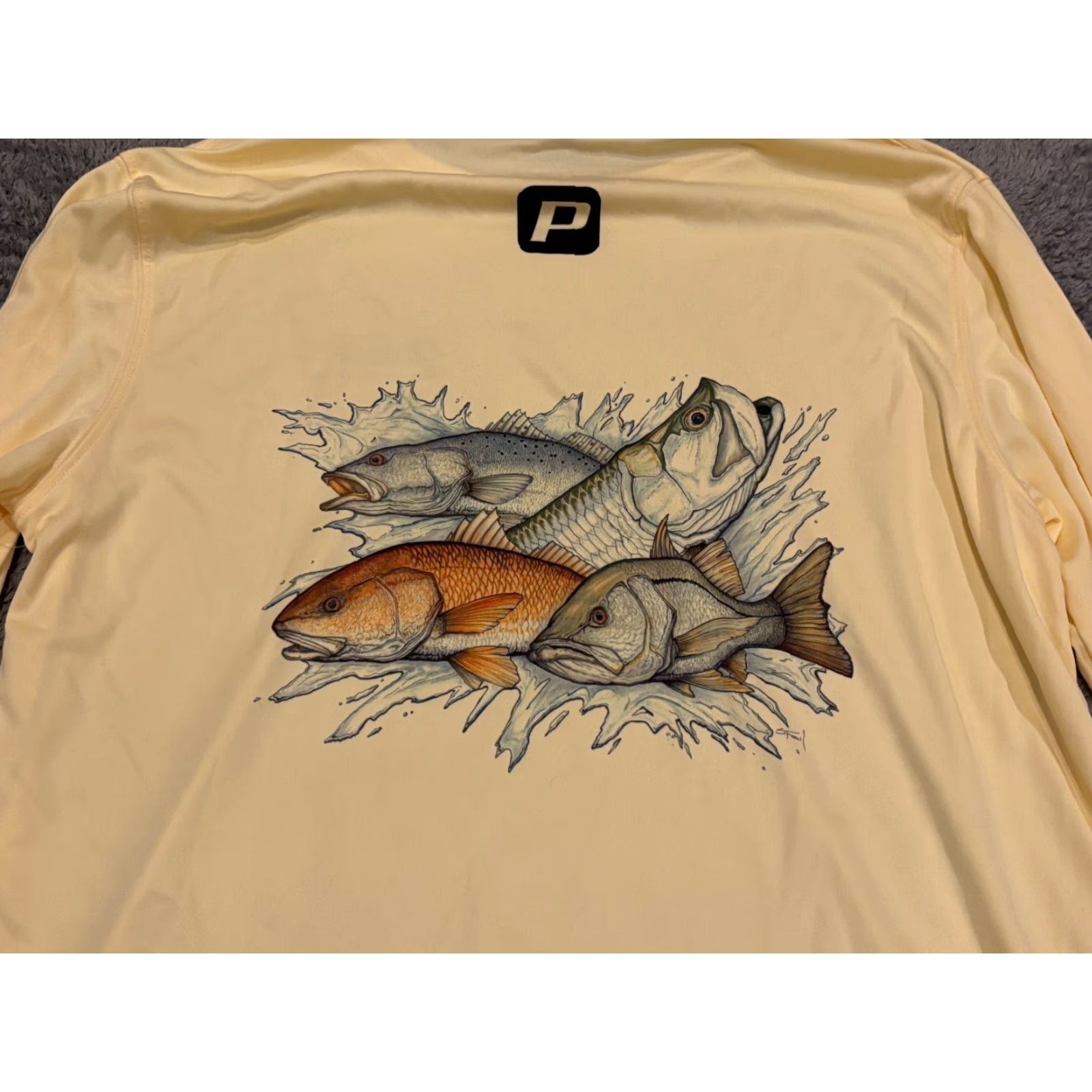 Vintage Power-Pole Fishing Shirt Mens Large Yellow Long Sleeve Stretch Graphic Shirt Size US L / EU 52-54 / 3 - 7 Thumbnail
