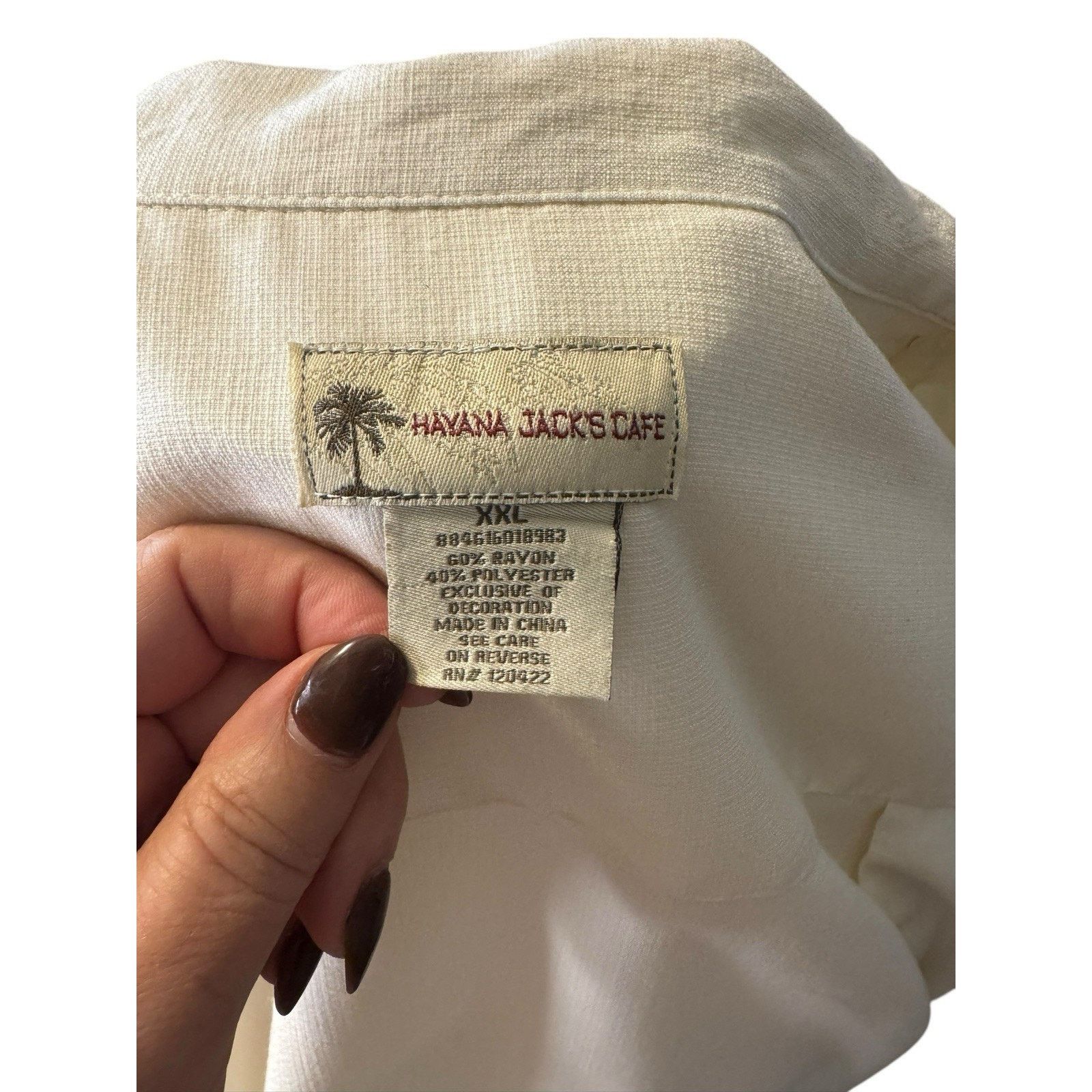 Other Havana Jacks Cafe Shirt Mens 2XL Cream Bamboo Button Up Size US XXL / EU 58 / 5 - 6 Thumbnail