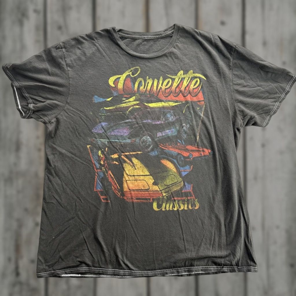 Etro VINTAGE Chevrolet Corvette T-Shirt Mens XL Black Cars Graphic Tee 90s Retro Classic Car Size US XL / EU 56 / 4 - 1 Thumbnail