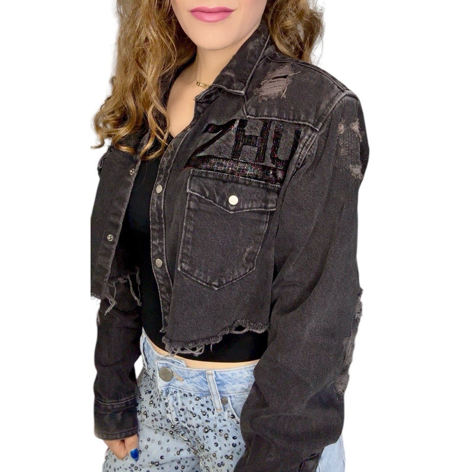 Zara Steven ZHU Deep House Electronic Music Upcycled Denim Jacket Size L / US 10 / IT 46 - 1 Thumbnail