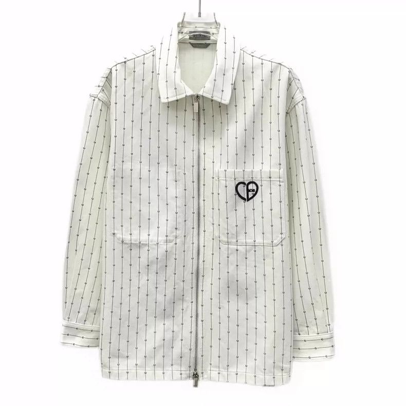 Dior Dior White logo embroidered cotton lapel zipper long-sleeve Size US M / EU 48-50 / 2 - 1 Thumbnail