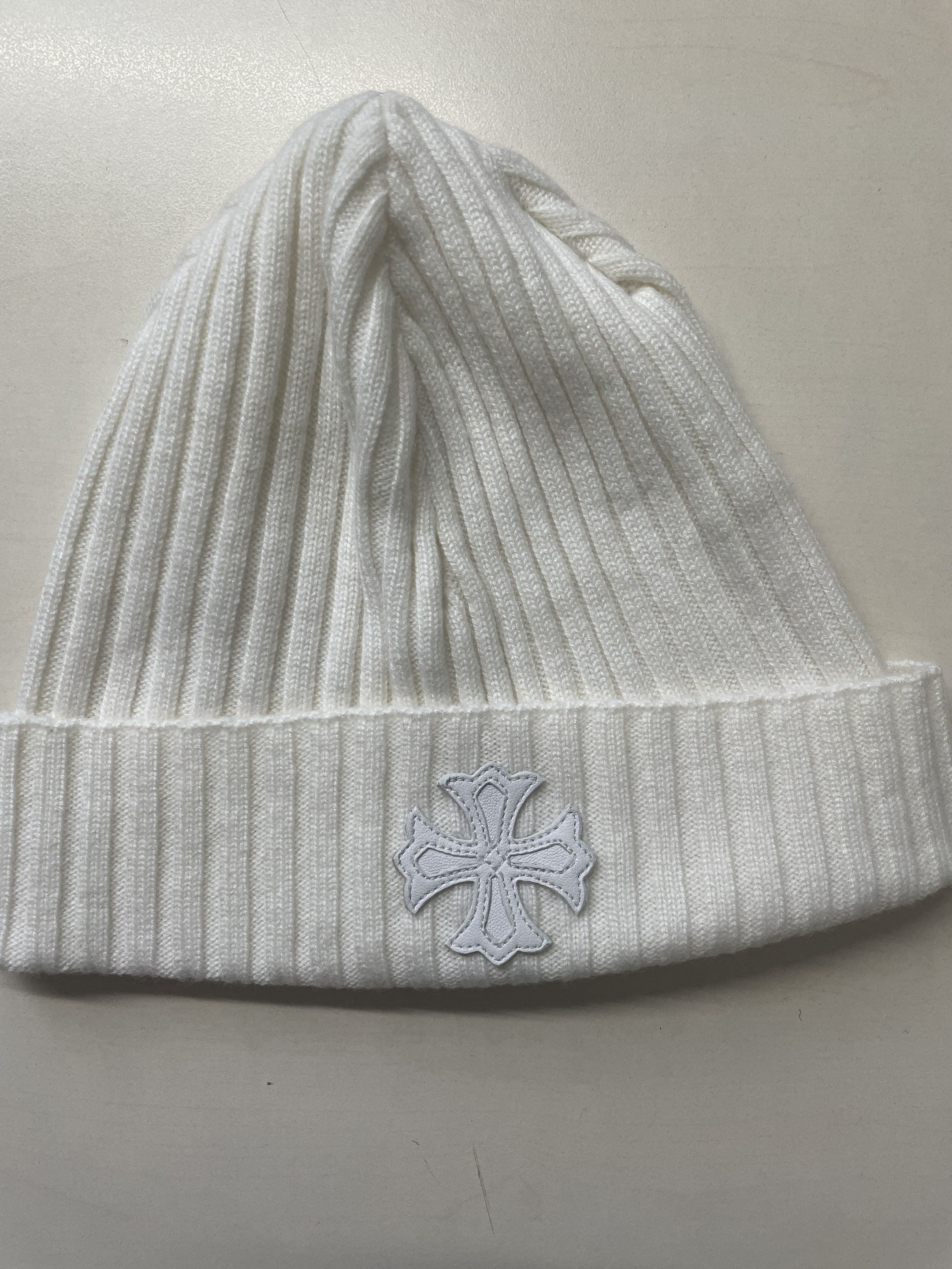 Chrome Hearts Chrome Hearts Cross Patch Cashmere White Beanie Size ONE SIZE - 3 Thumbnail