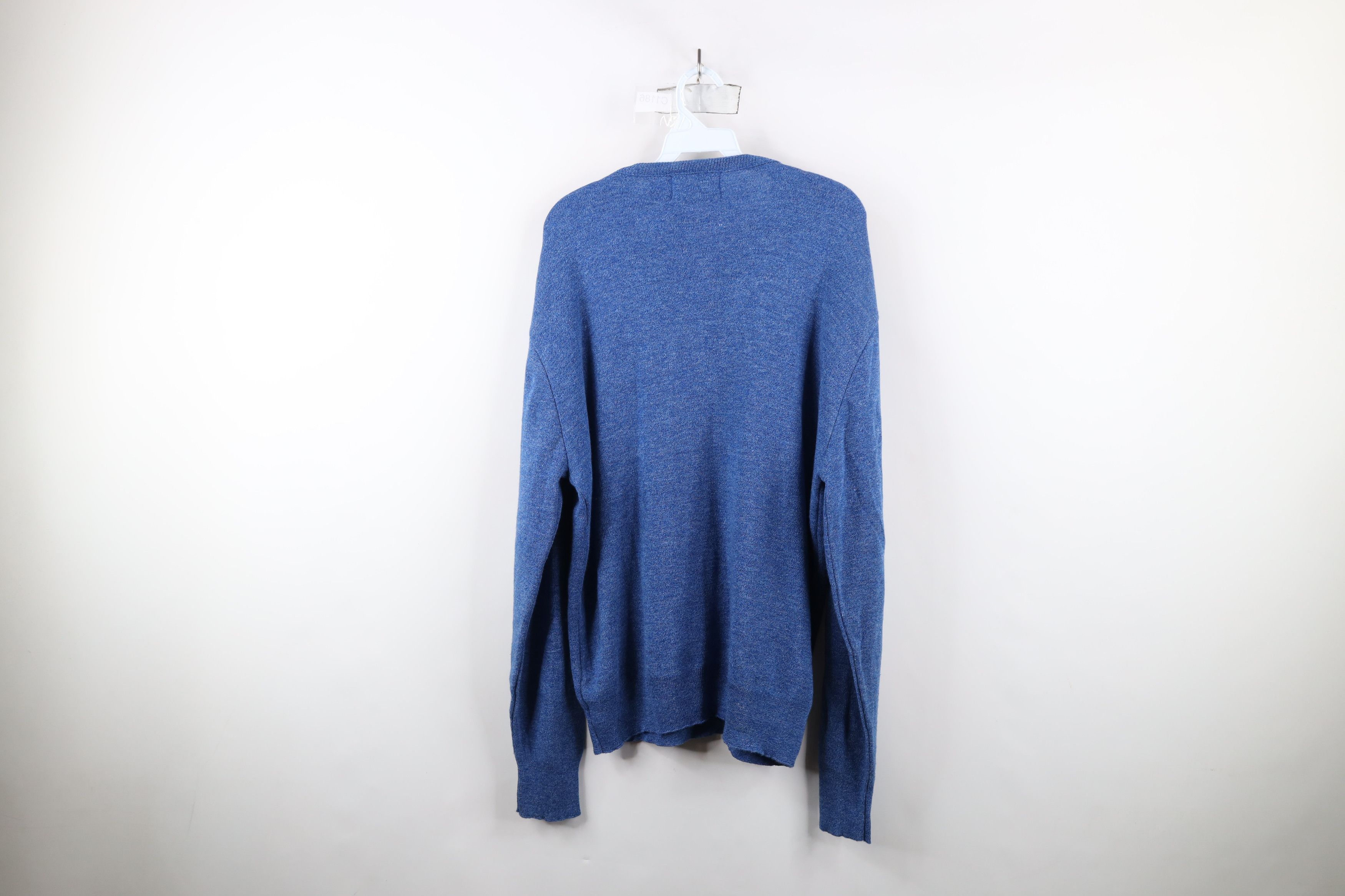 Vintage Vintage 70s Streetwear Blank Knit V-Neck Sweater Blue USA Size US XL / EU 56 / 4 - 10 Thumbnail