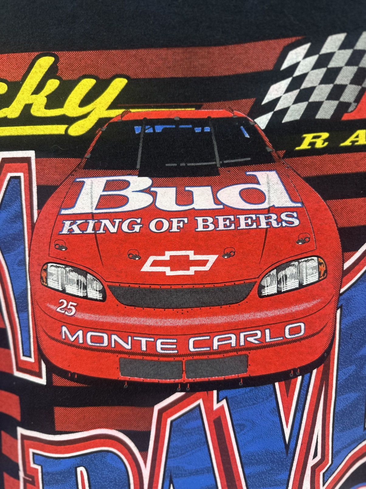 NASCAR Vintage 90s Ricky Graven Bud Racing Backhit Faded Tee Size US L / EU 52-54 / 3 - 6 Thumbnail