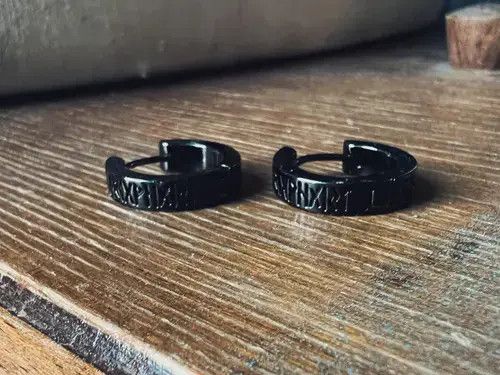 Sterling Silver Norwegian Viking Rune Hoop Earrings Size ONE SIZE - 4 Thumbnail