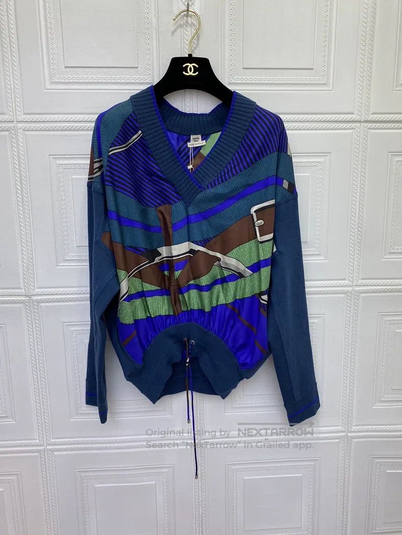 Hermes Hermes Blue Silk and Wool Top Size XXS / US 00 / IT 34 - 1 Thumbnail