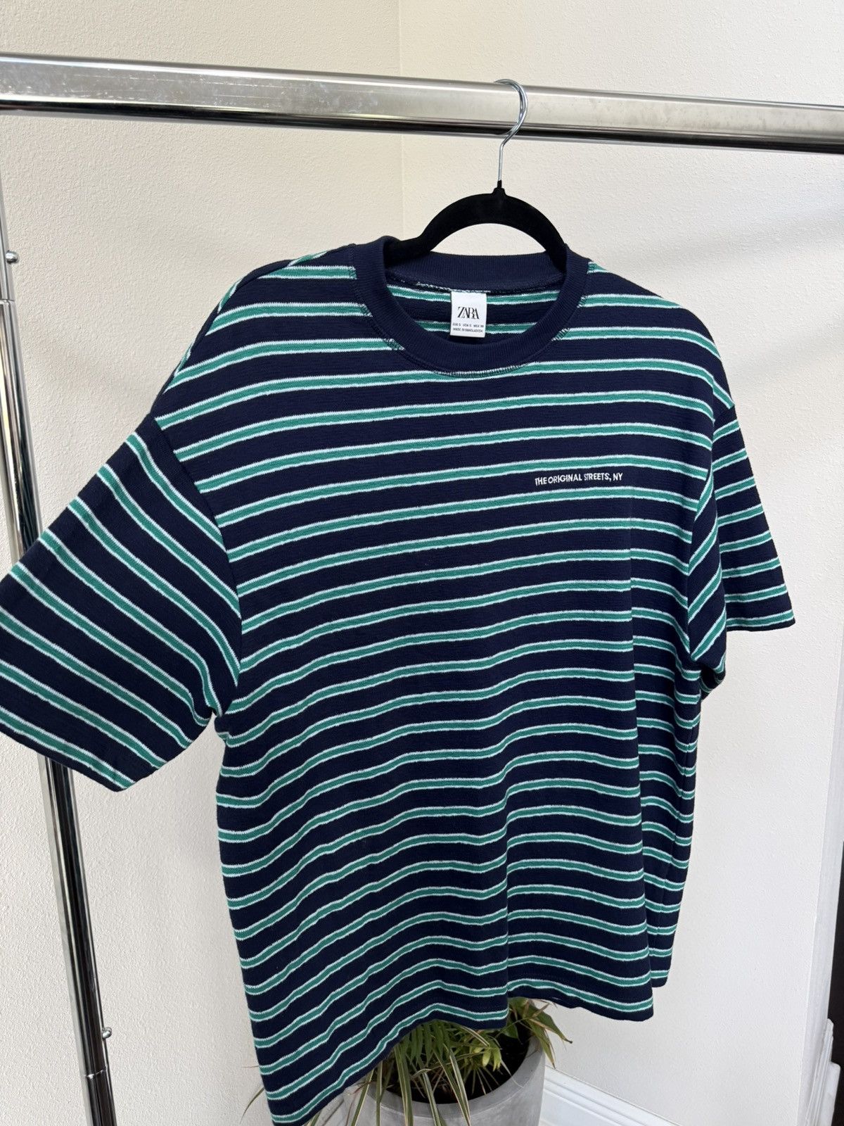 Zara Zara Navy Green White Stripe Tee NY Embroidered Size S Size US S / EU 44-46 / 1 - 4 Thumbnail