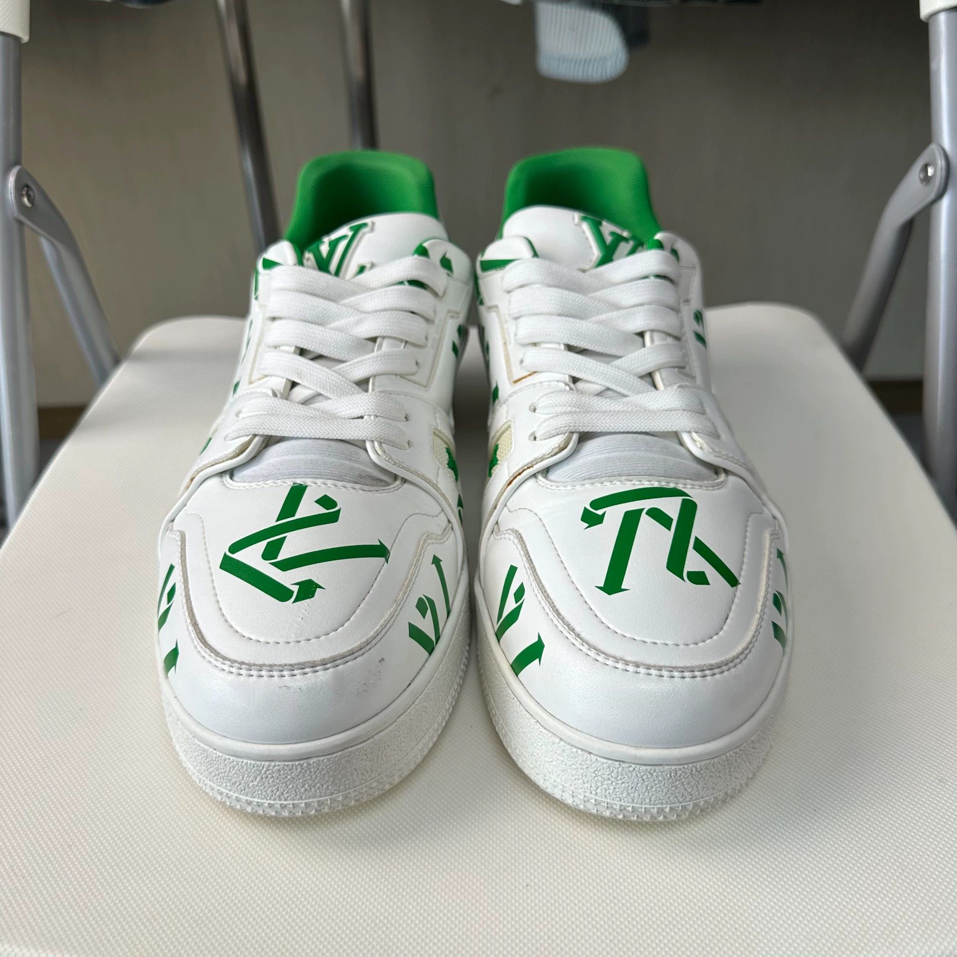 Louis Vuitton LOUIS VUITTON Trainer Low Top Men's White-Green 42.5 Size US 9.5 / EU 42-43 - 2 Thumbnail