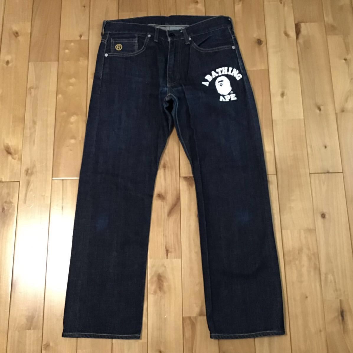 image of Bape Sta College Logo Denim Pants A Bathing Ape ★Size S in Indigo, Men's (Size 30)