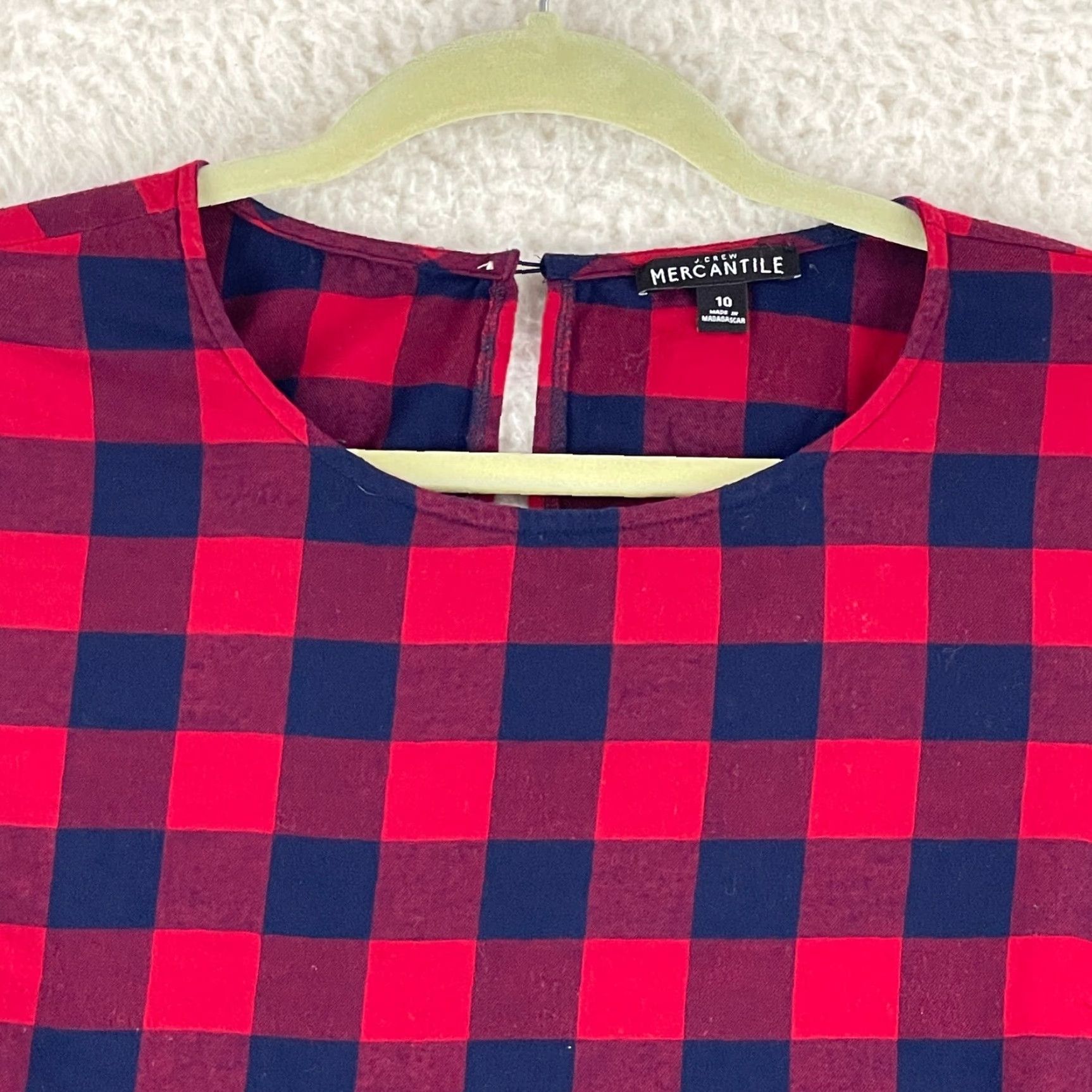 J.Crew J. Crew Mercantile Shirt Womens Size 10 Red Blue Check Bell Sleeve Shirt Size L / US 10 / IT 46 - 3 Thumbnail