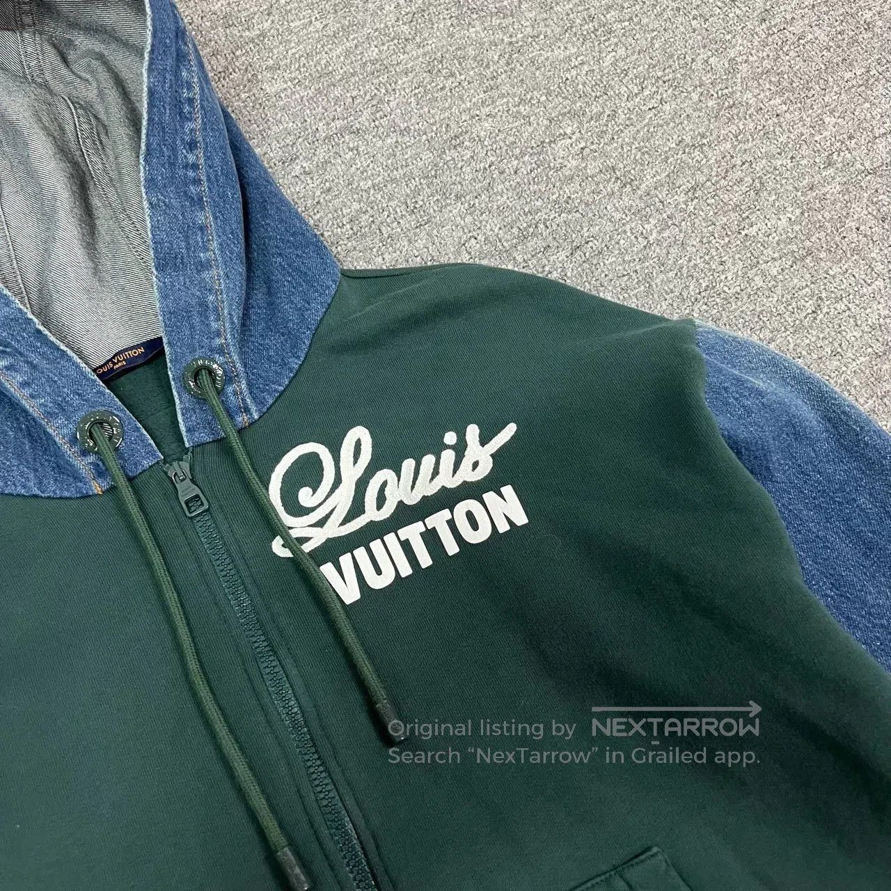 Louis Vuitton Louis Vuitton Green Denim Sleeves Hooded Jacket. Size XS / US 0-2 / IT 36-38 - 4 Thumbnail