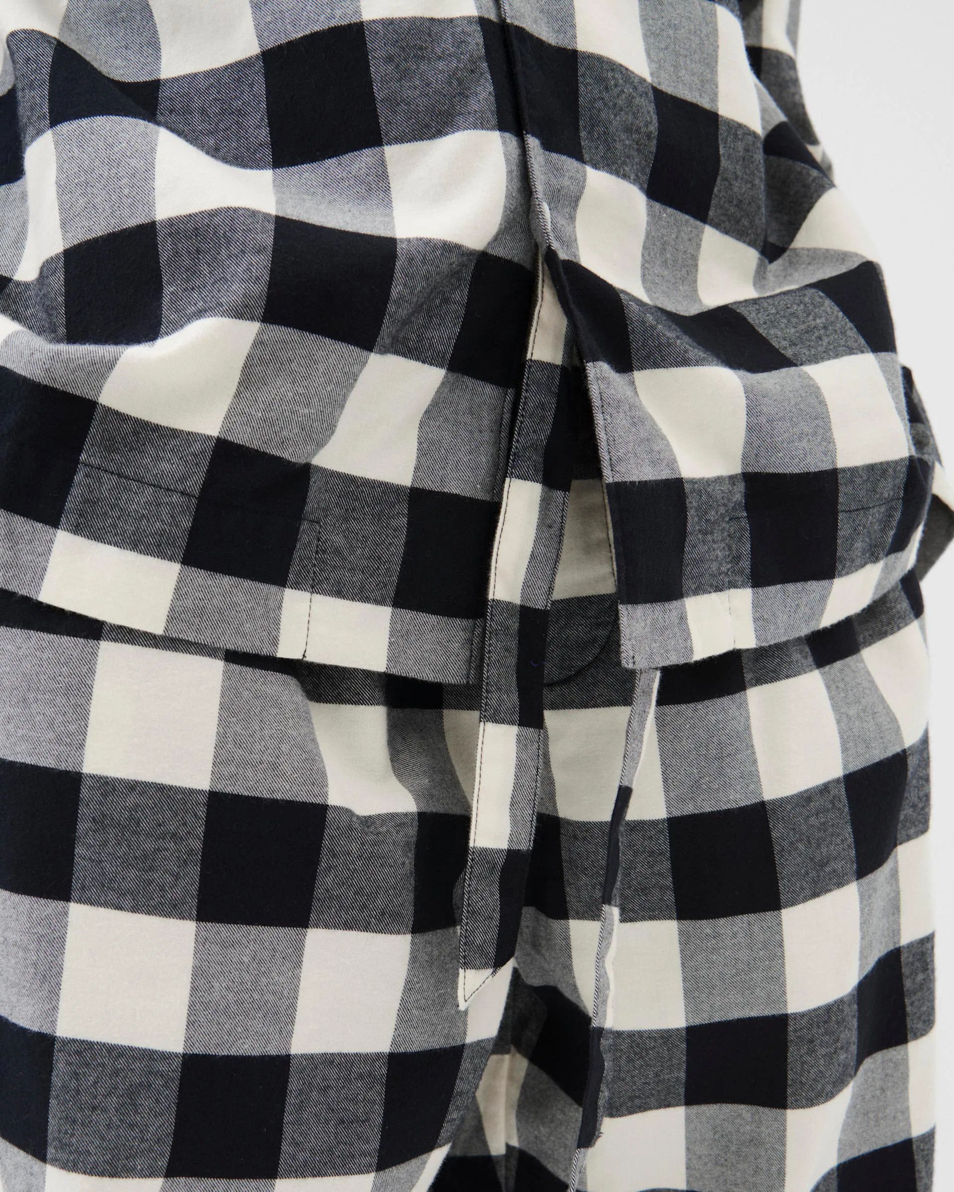 Tekla o1mle0525 Unisex Flannel Pyjamas Pants in Black Gingham Size 26" / US 2 / IT 38 - 2 Thumbnail
