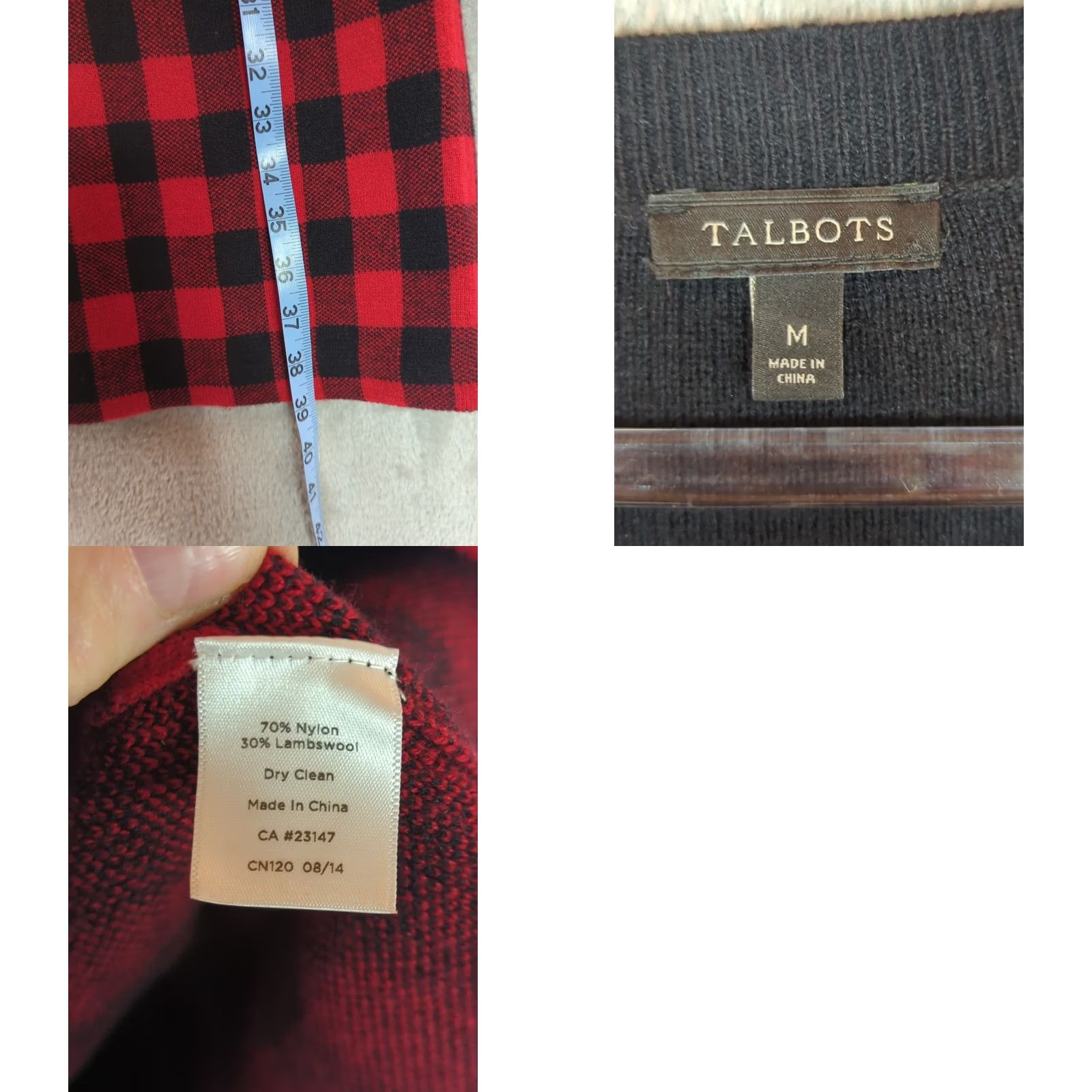 Talbots VINTAGE Talbots Red Black Buffalo Check Lambs Wool Shift Sweater Dress Medium Career Womens Size M / US 6-8 / IT 42-44 - 8 Thumbnail