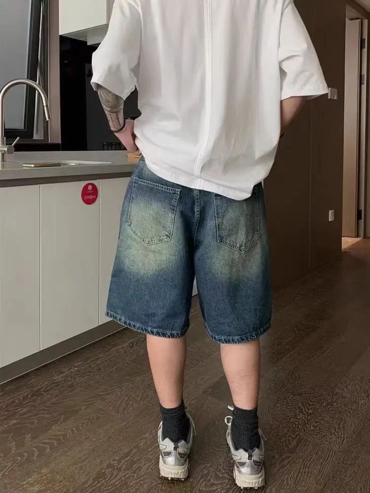 Designer × Japanese Brand Washed and Aged Loose Fit Denim Shorts Size US 32 / EU 48 - 5 Thumbnail