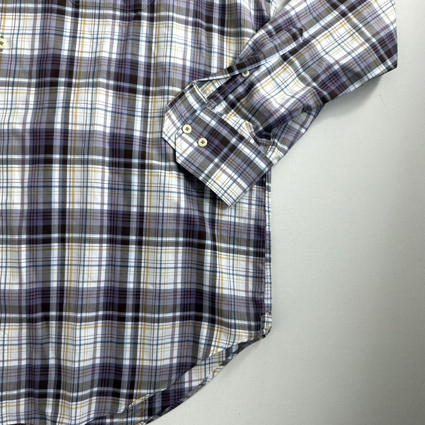 David Donahue David Donahue Dress Shirt Mens XL Purple Plaid Button Up Long Sleeve Shirt Size 46R - 3 Thumbnail