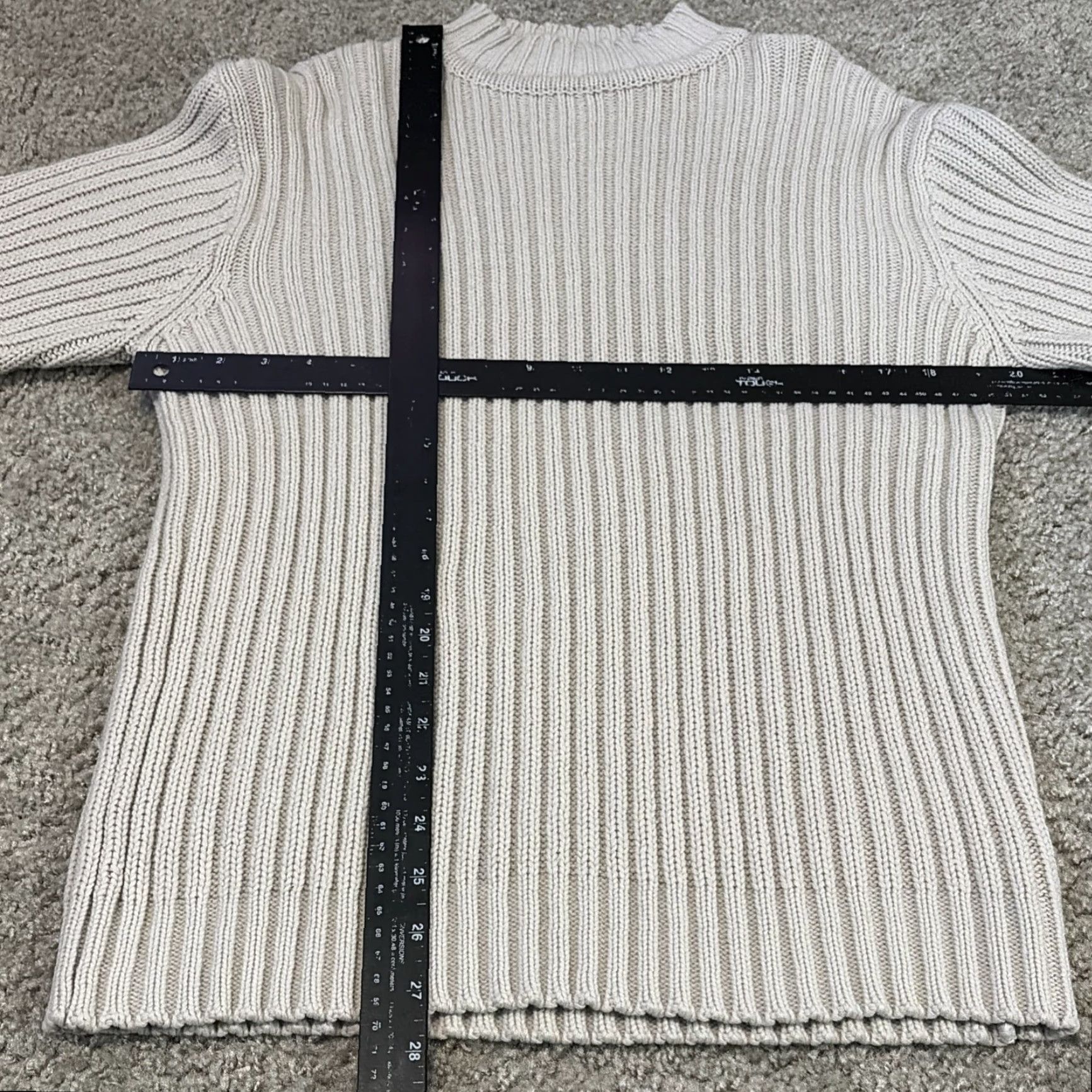 VINTAGE Point Zero Sweater Knit Acrylic Mock Neck White Large Mens