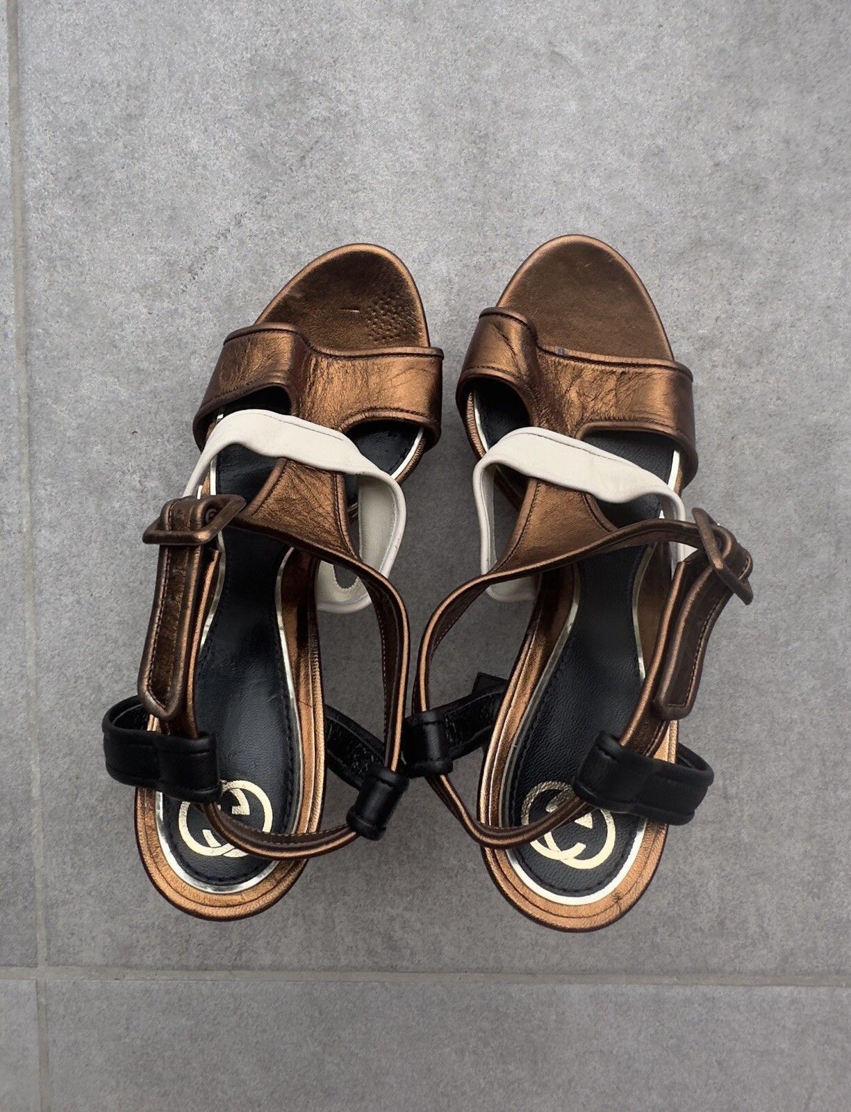 Gucci Gucci Hight Heel Gold Leather Platform Sandals Size 41 Size US 11 / IT 41 - 2 Thumbnail