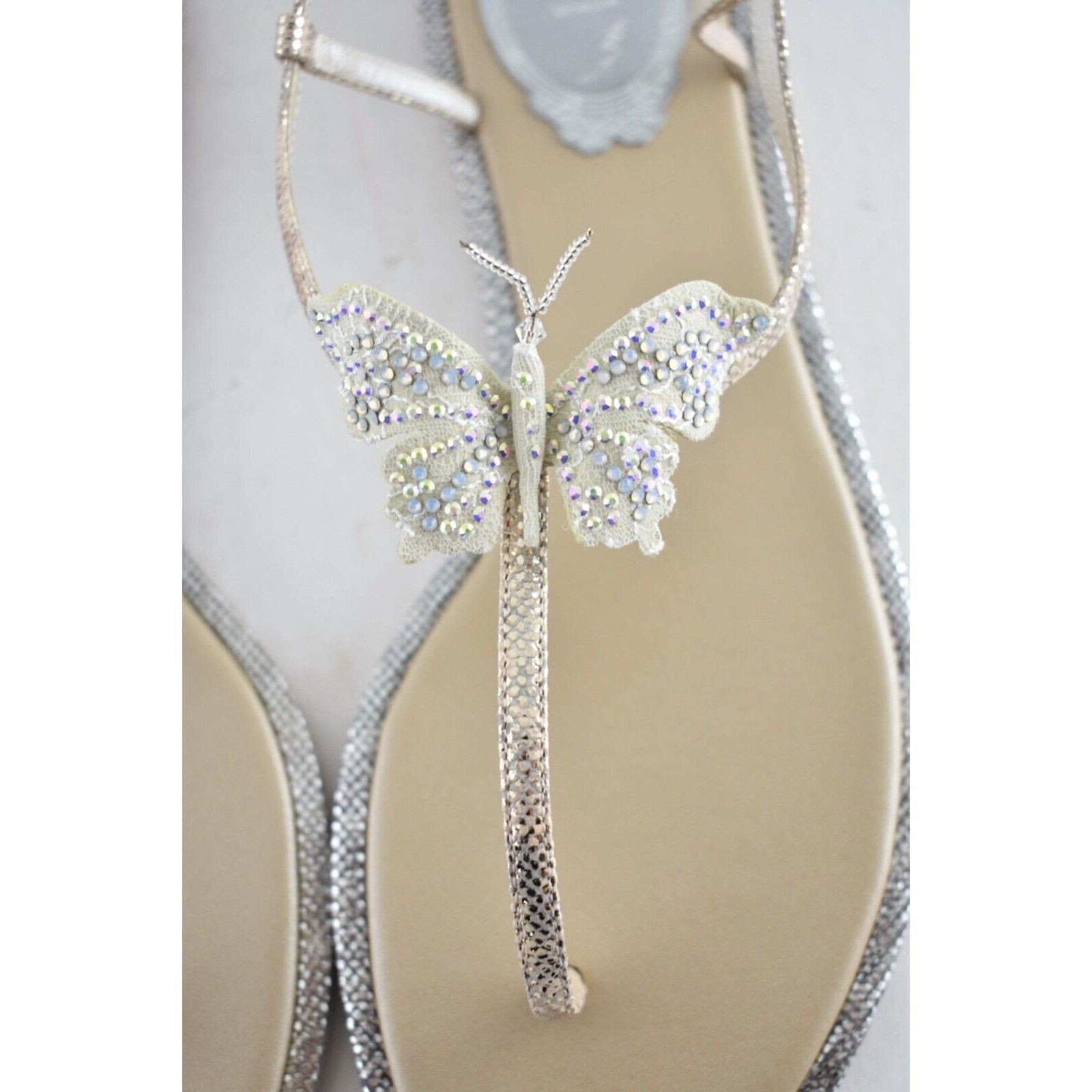 Rene Caovilla Rene Caovilla Blush Lizard Butterfly Strass Flat Thong Ankle Size US 8.5 / IT 38.5 - 6 Thumbnail