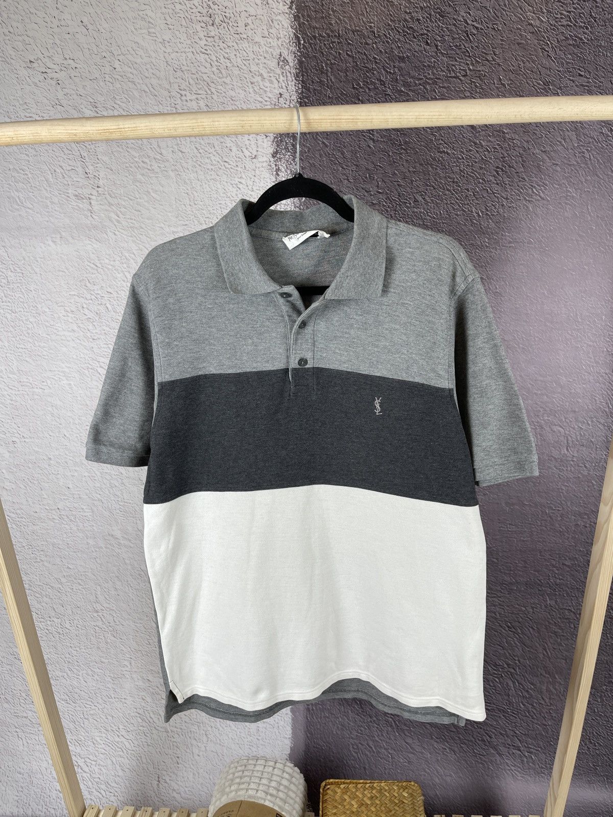 Vintage Yves Saint Laurent triple colour blocked polo tee shirt Size US L / EU 52-54 / 3 - 1 Thumbnail