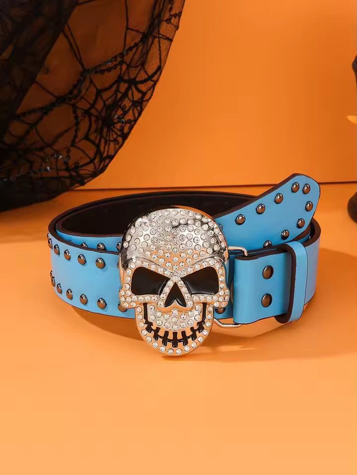 Japanese Brand Skull Rivet PU Leather Belt Size ONE SIZE - 2 Thumbnail