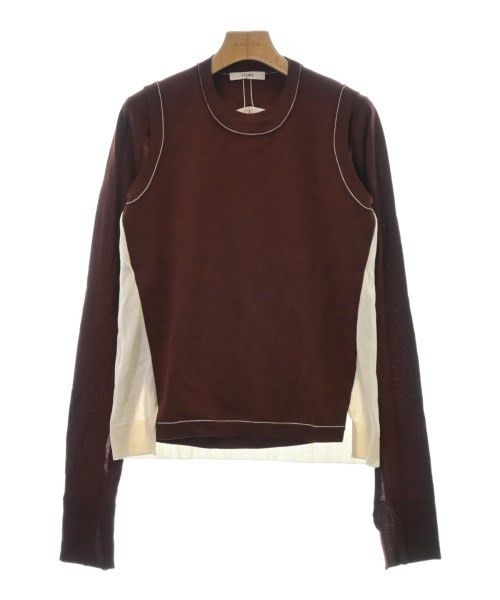 image of Celine Two Piece Knit Sweater in Burgundy, Women's (Size Small)