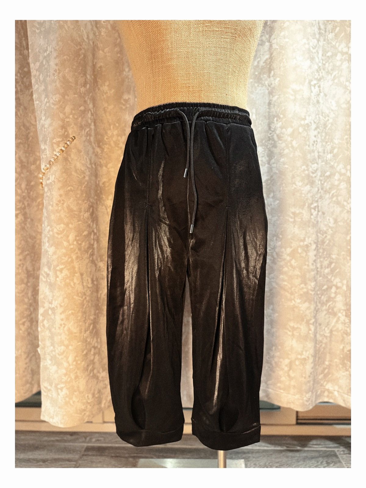 Other Avant-Garde Black Satin Cropped Pants – Unisex Style Size US 29 - 1 Thumbnail