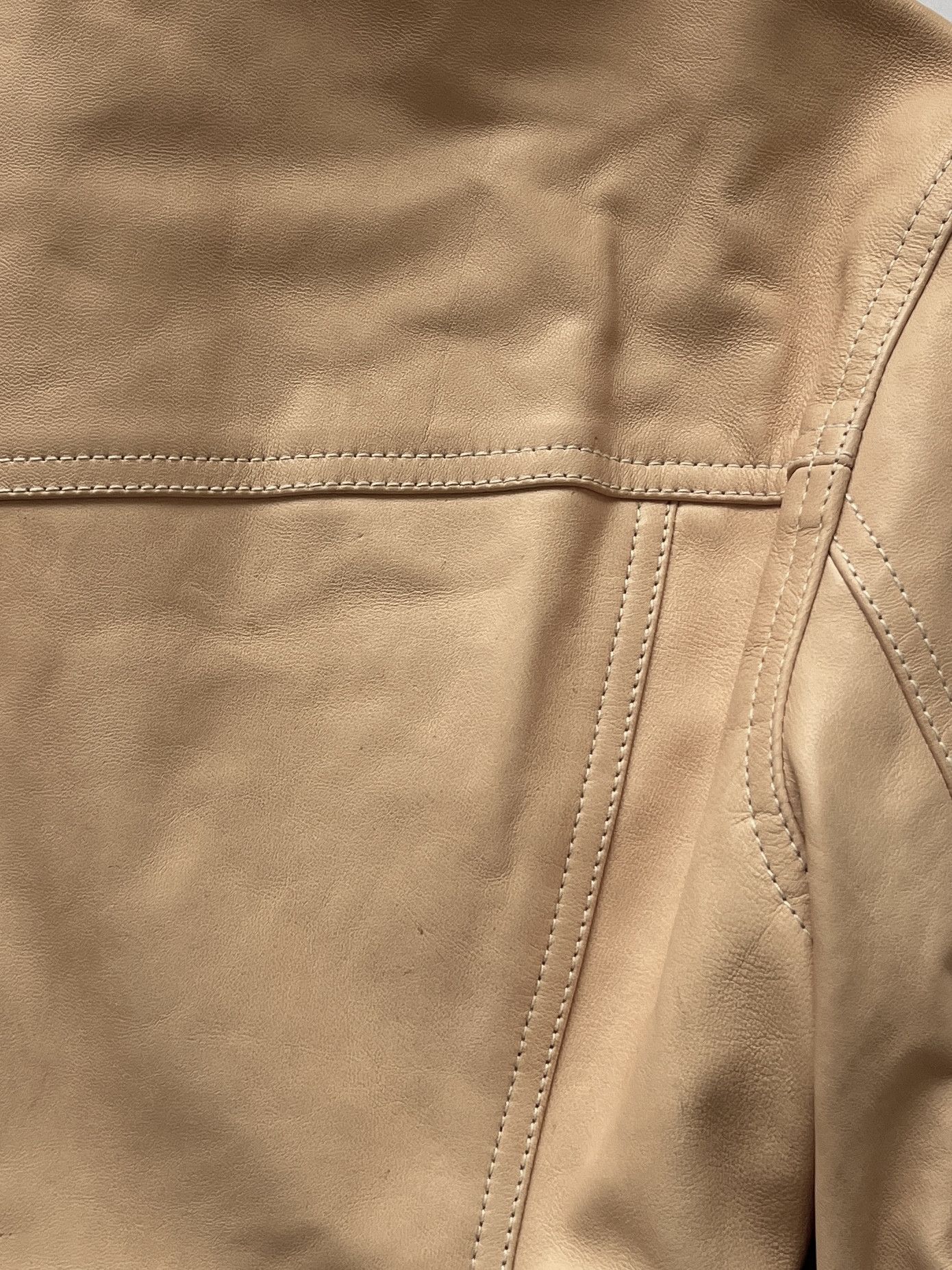 Helmut Lang ⚡️QUICK SALE⚡️Helmut Lang Beige Leather Trucker Jacket Size S / US 4 / IT 40 - 11 Thumbnail